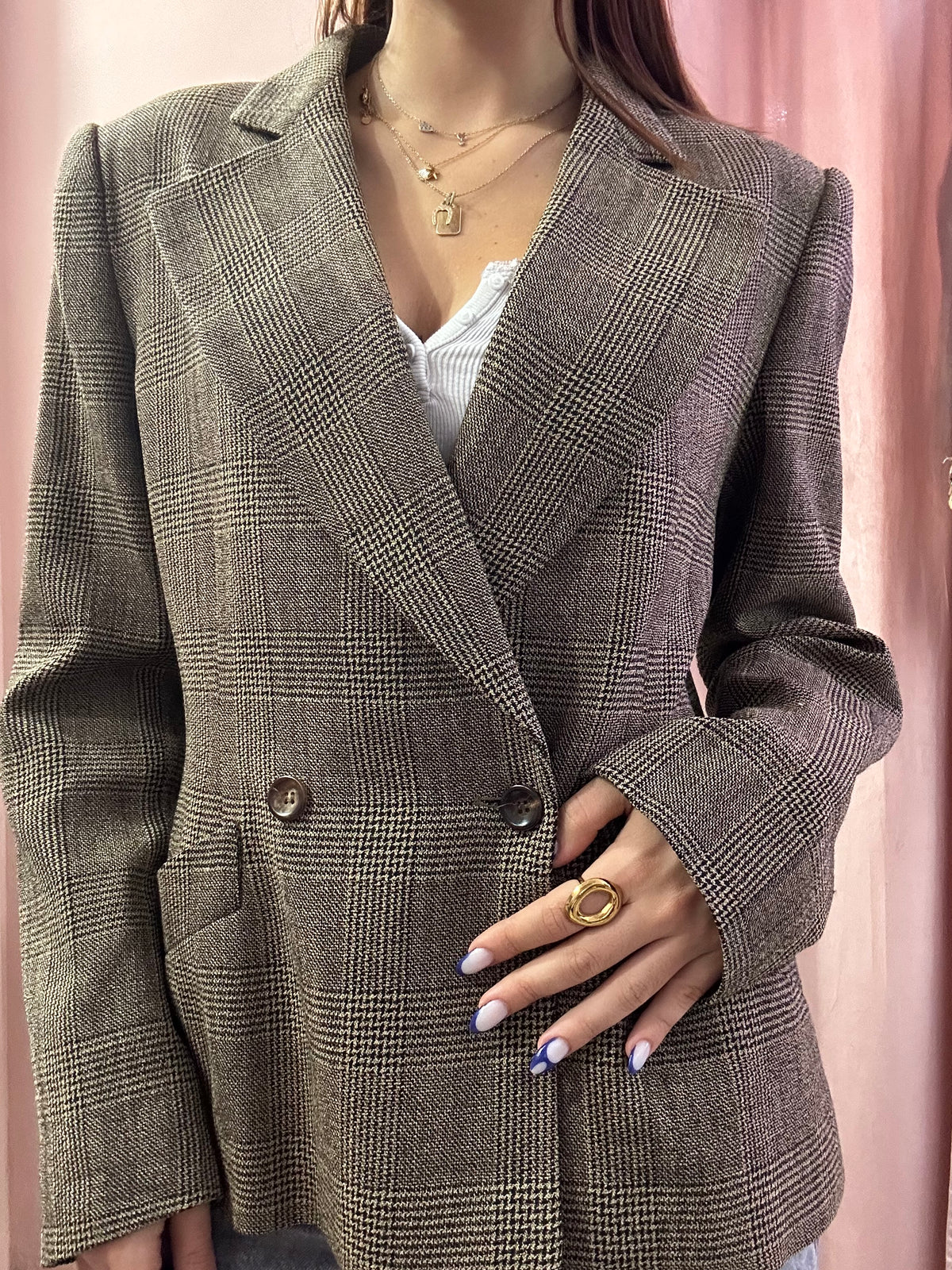 Blazer principe di galles in lana vergine
