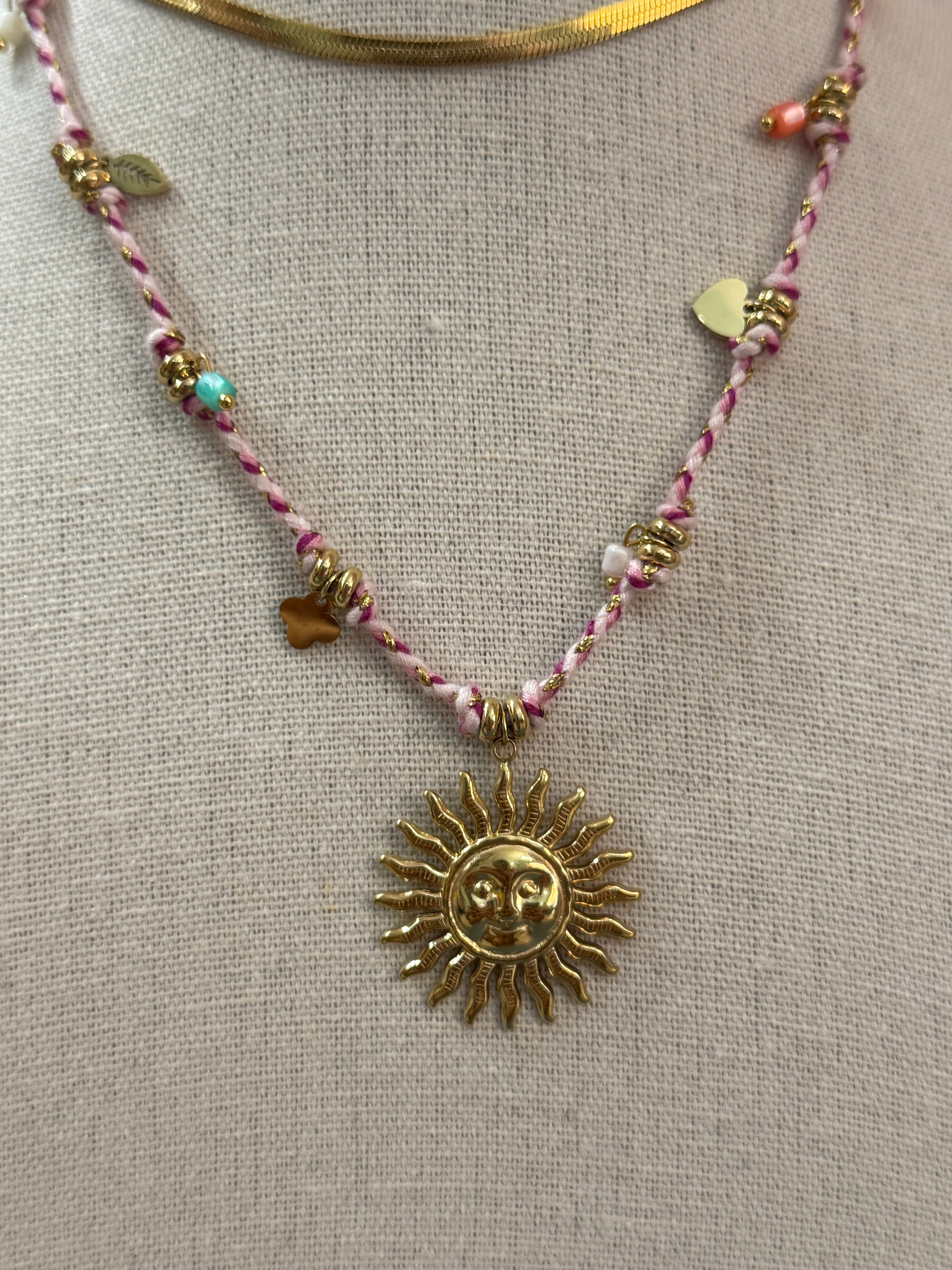 Collana con Sole in corda più colori