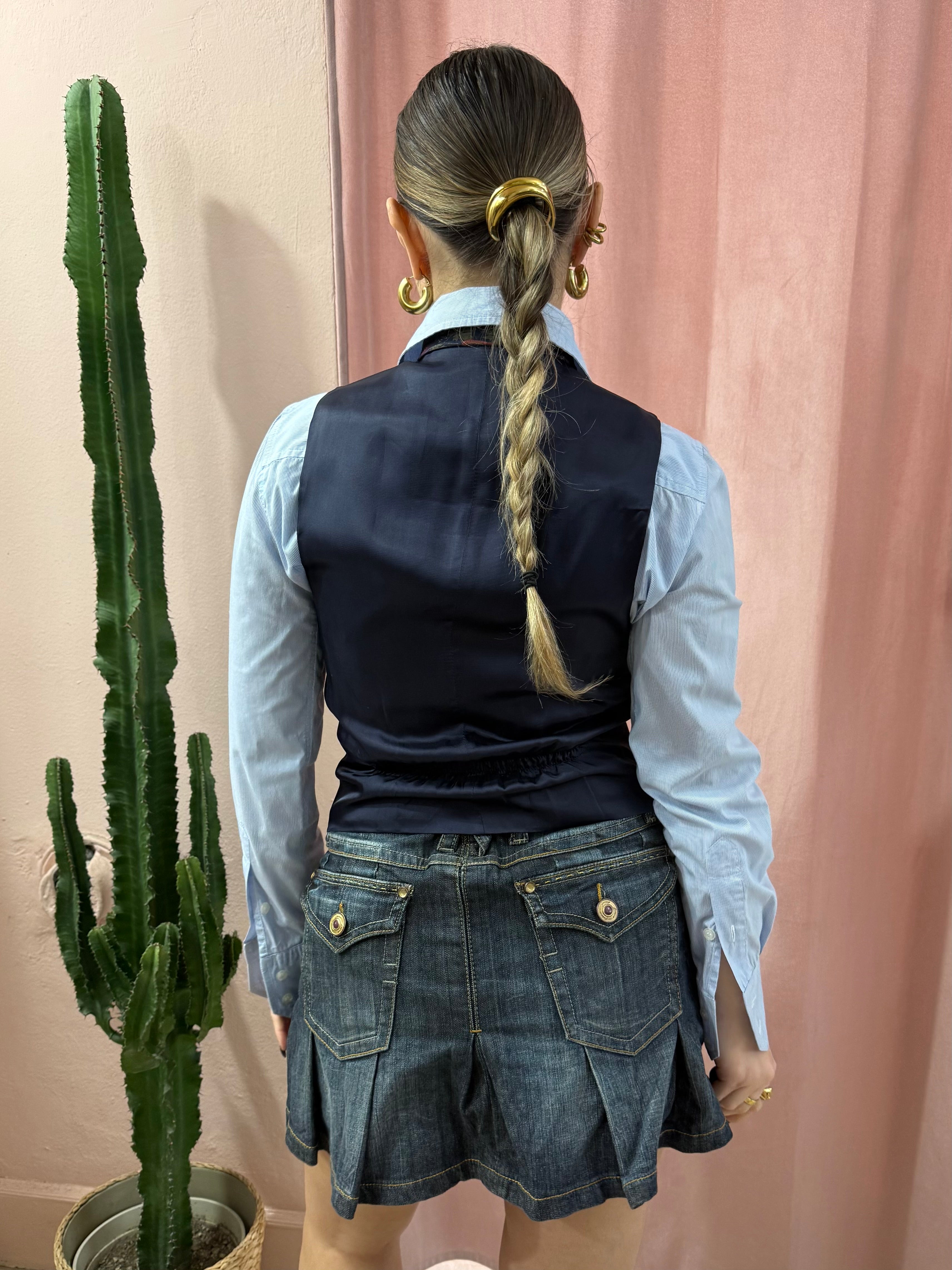 Minigonna con pieghe in denim
