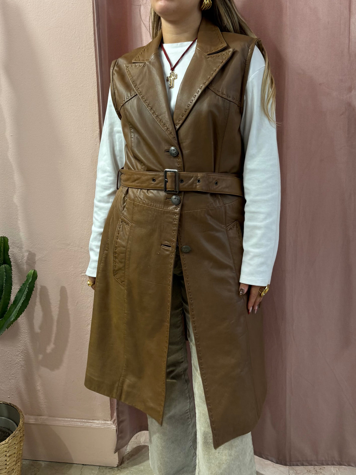 Smanicato in vera pelle biscotto
