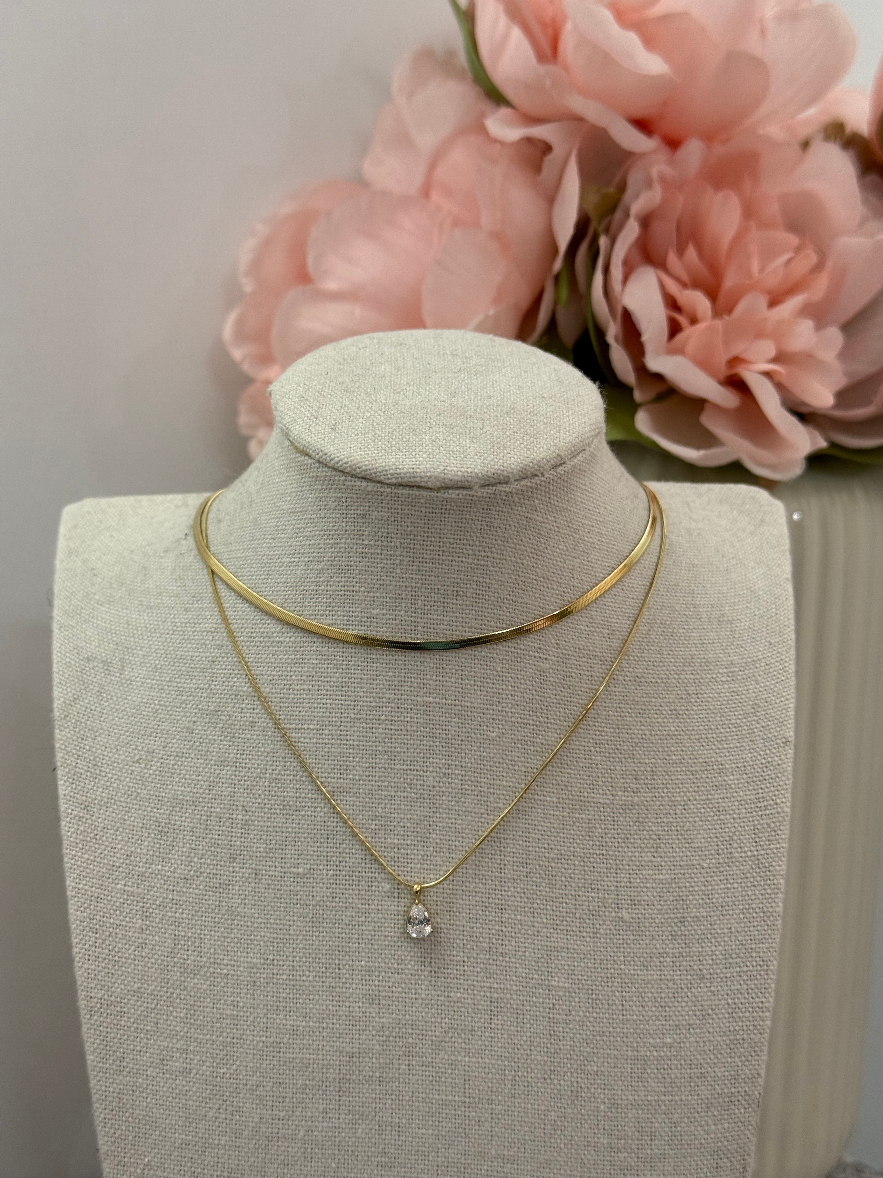 Collana doppia con punto luce gold/silver