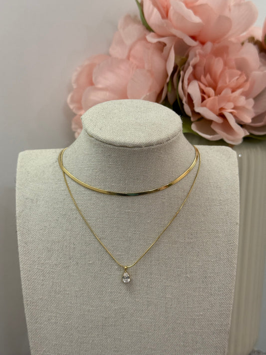 Collana doppia con punto luce gold/silver