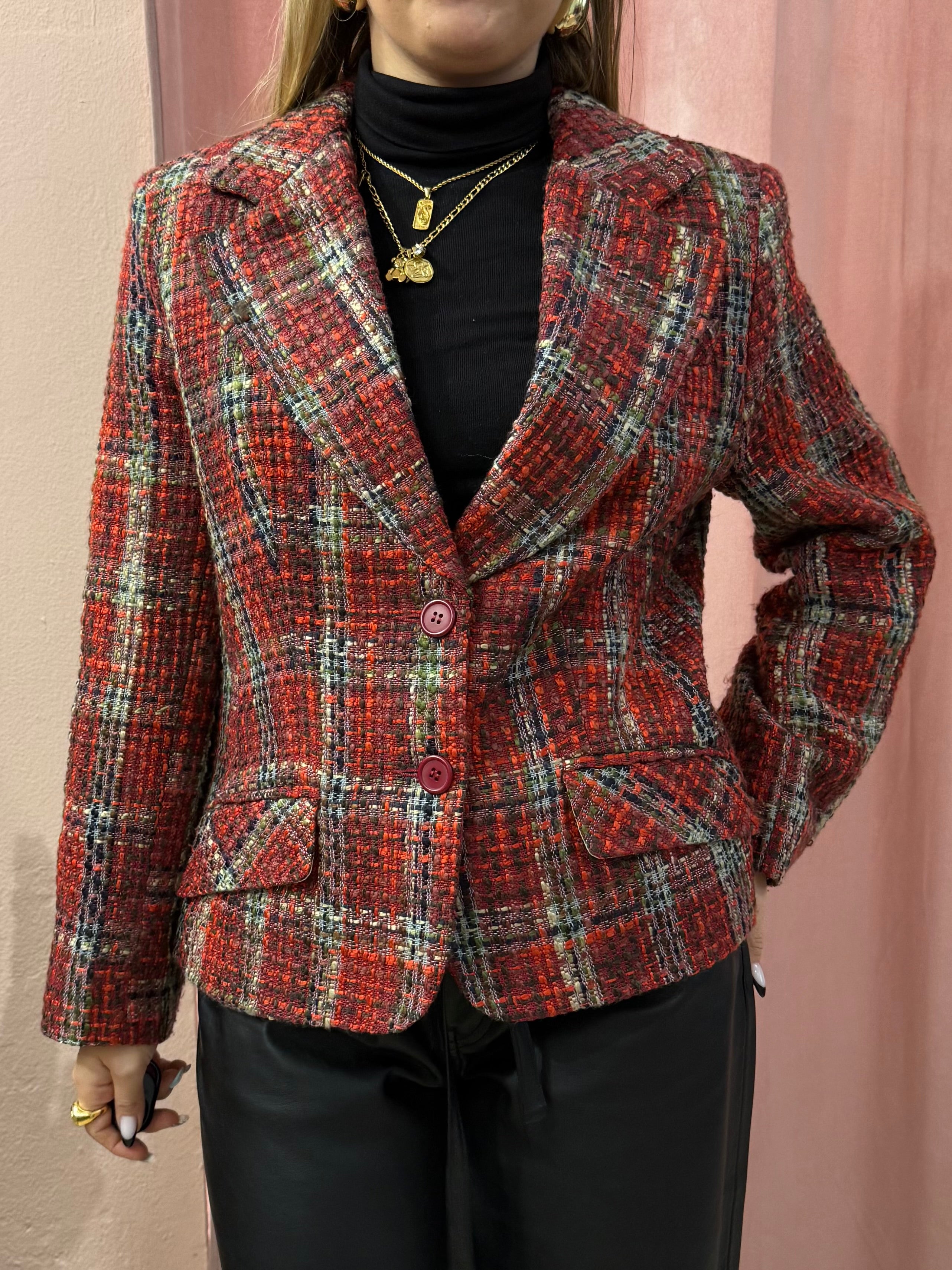 Blazer tartan sul rosso