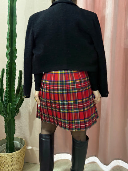 Gonna scozzese con fibbie in lana