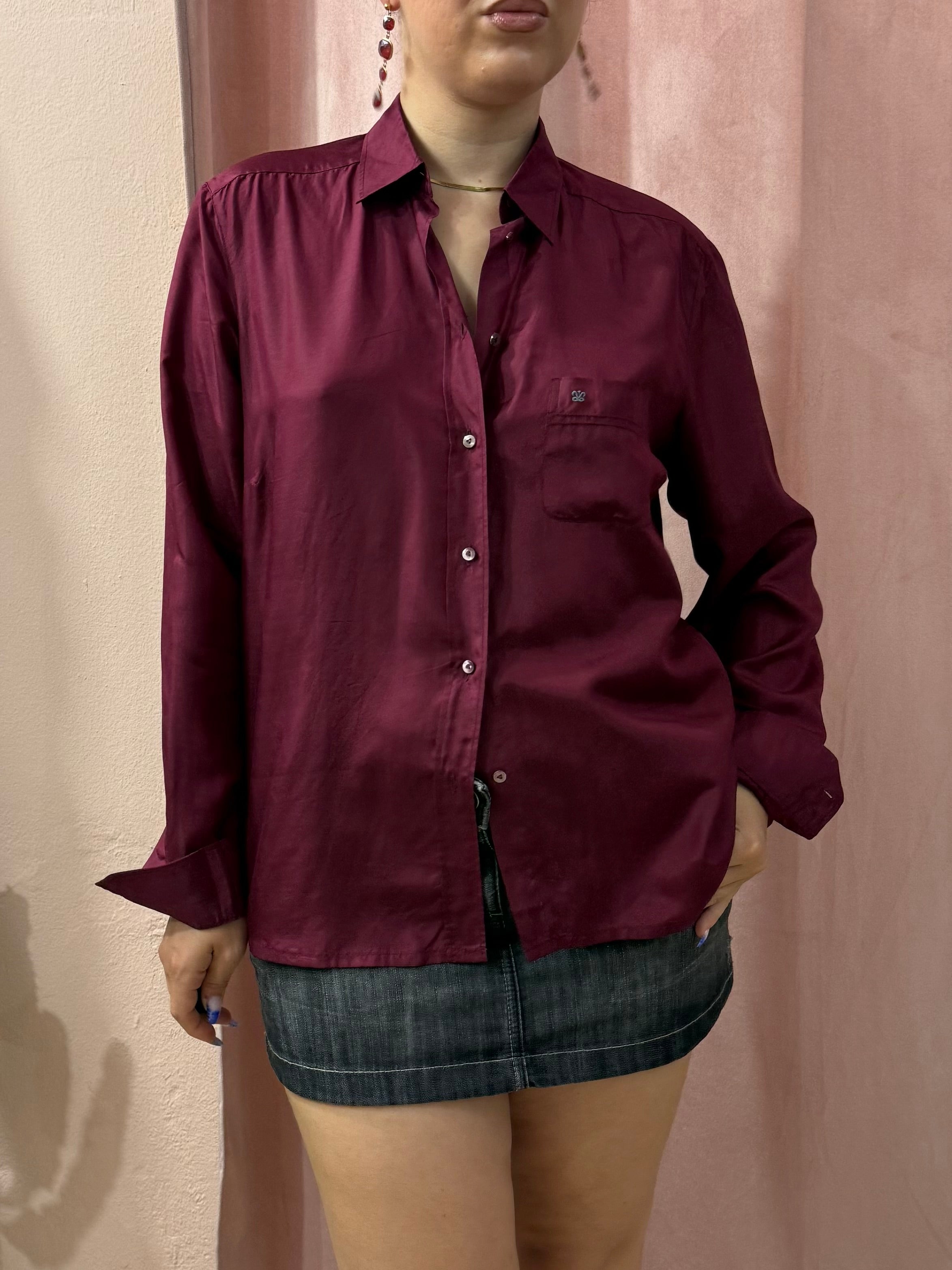 Camicia in seta bordeaux