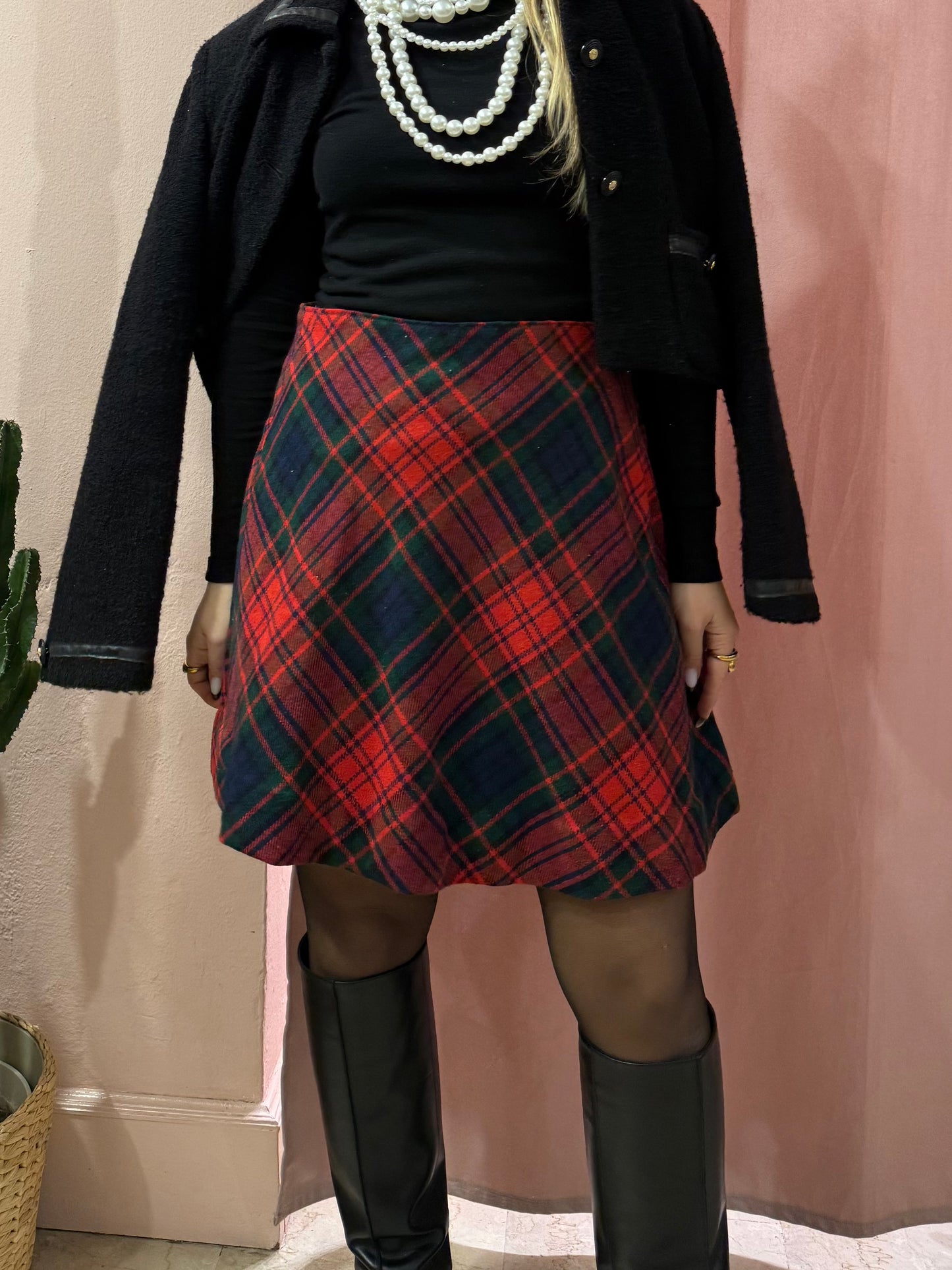 Gonna a ruota scozzese in lana