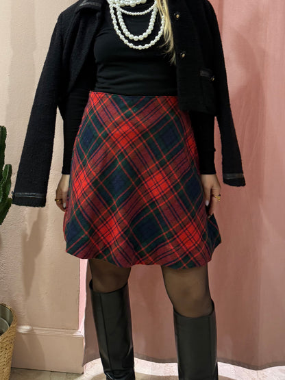 Gonna a ruota scozzese in lana