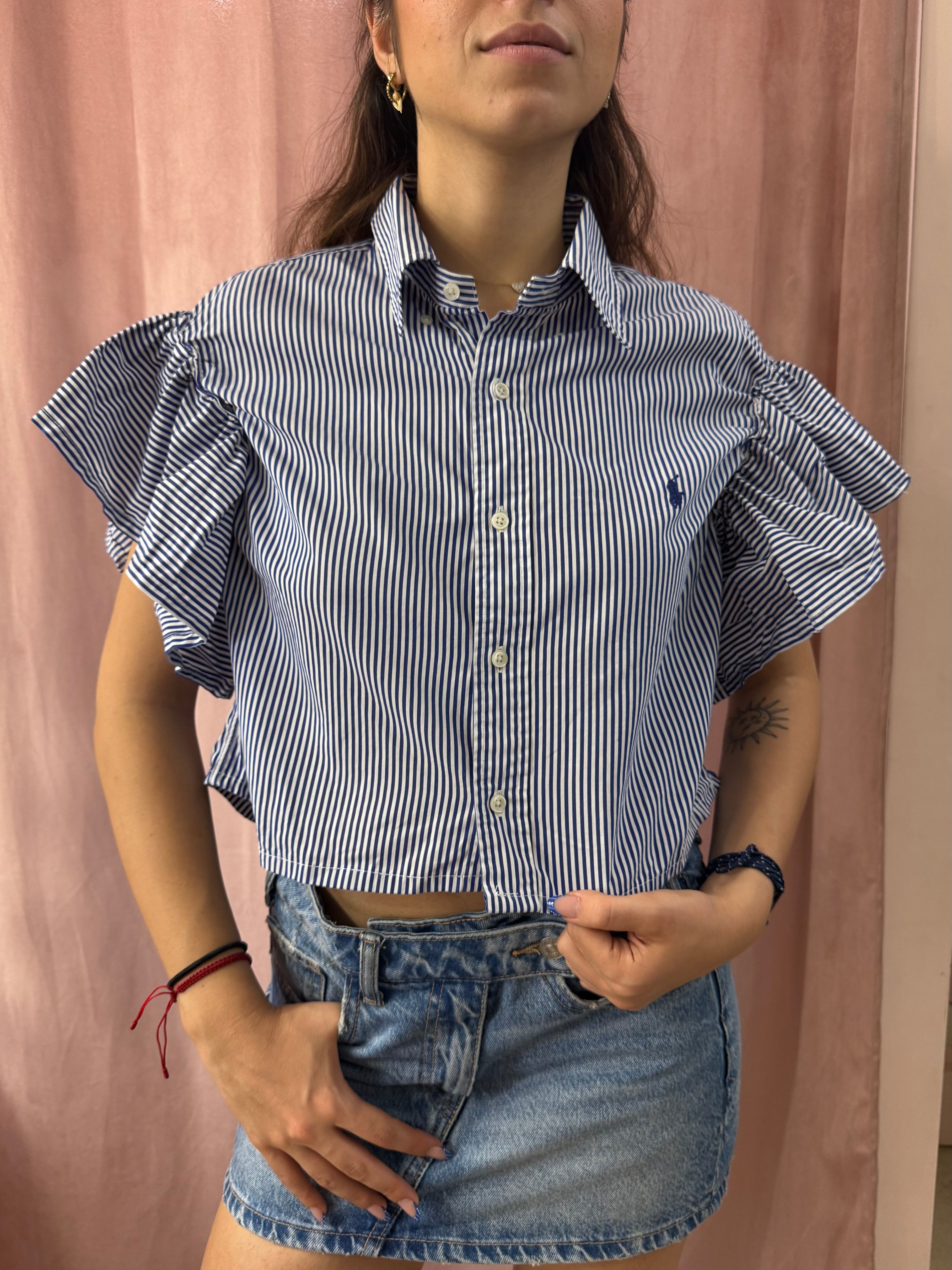 Camicia Ralph Lauren upcycling volant righe