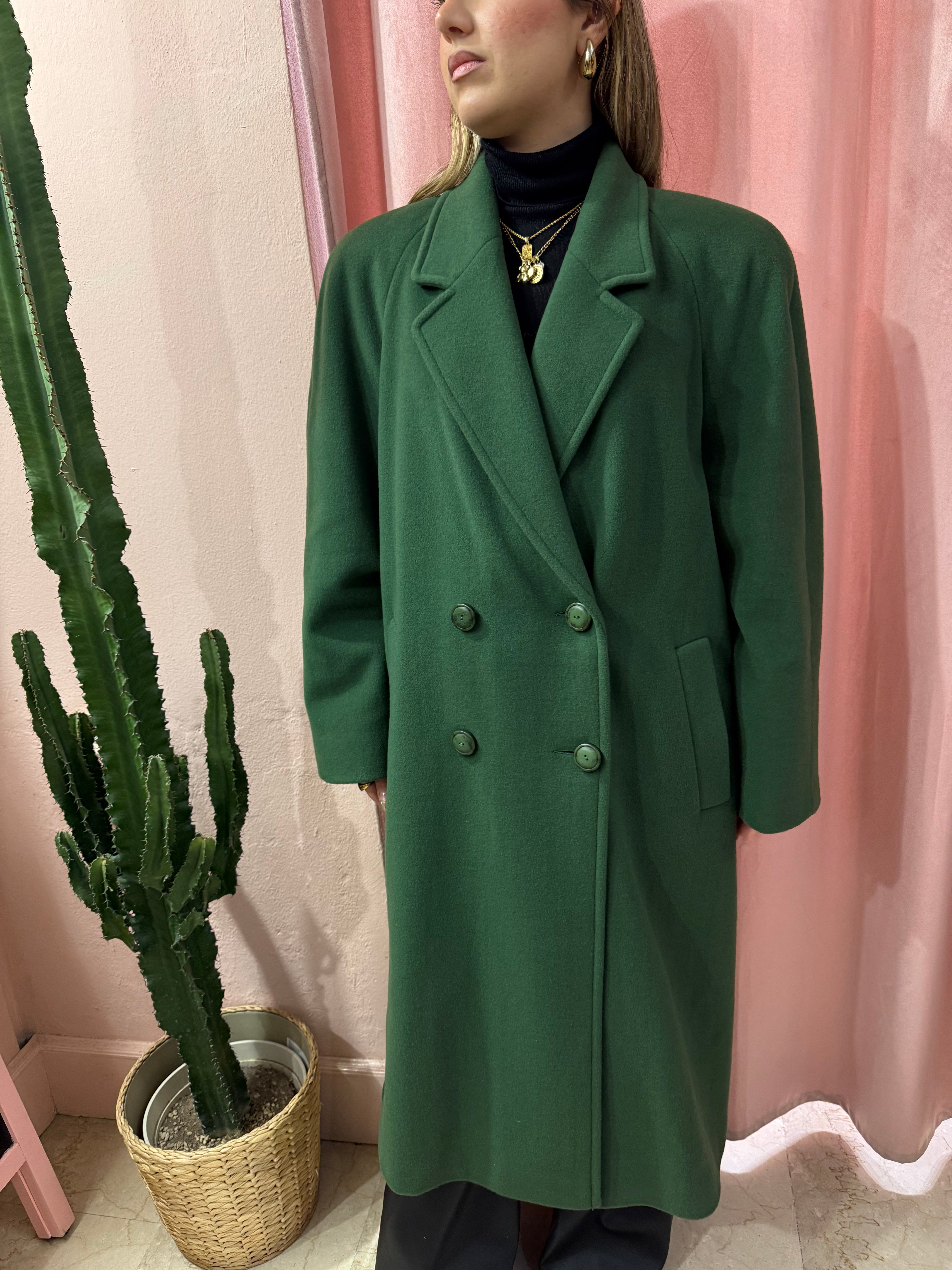 Maxi cappotto in lana verde