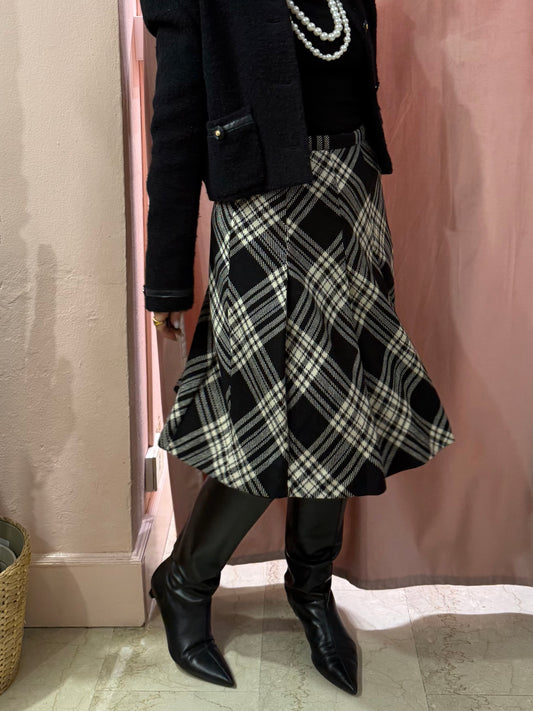 Gonna tartan bianca e nera