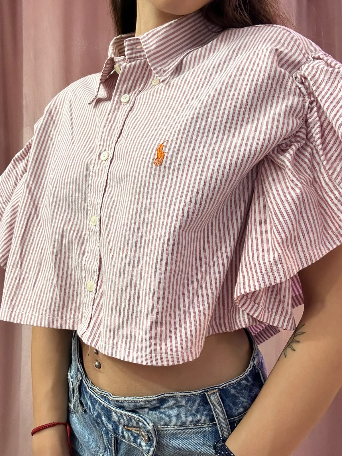 Camicia Ralph Lauren upcycling volant righe