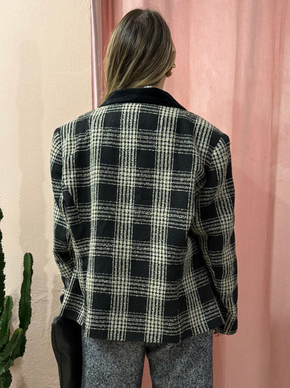 Blazer quadri bianco e nero