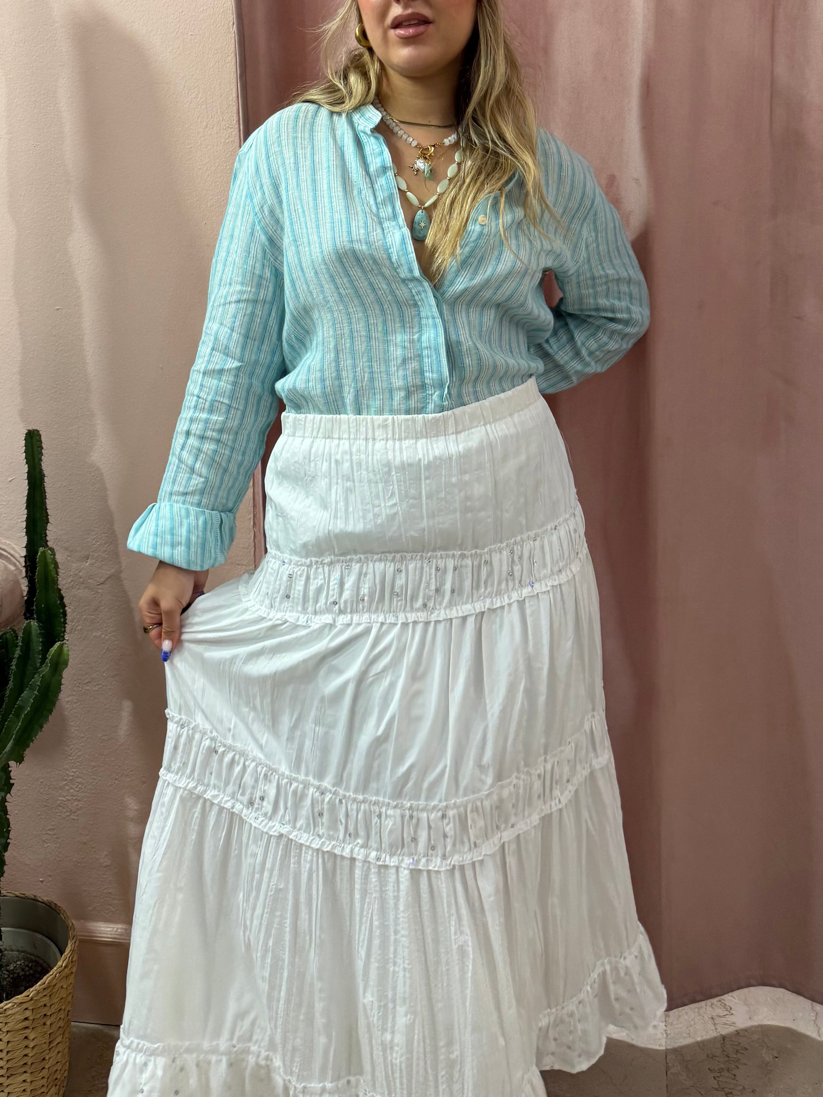 Maxi gonna bianca con dettaglio in paillettes