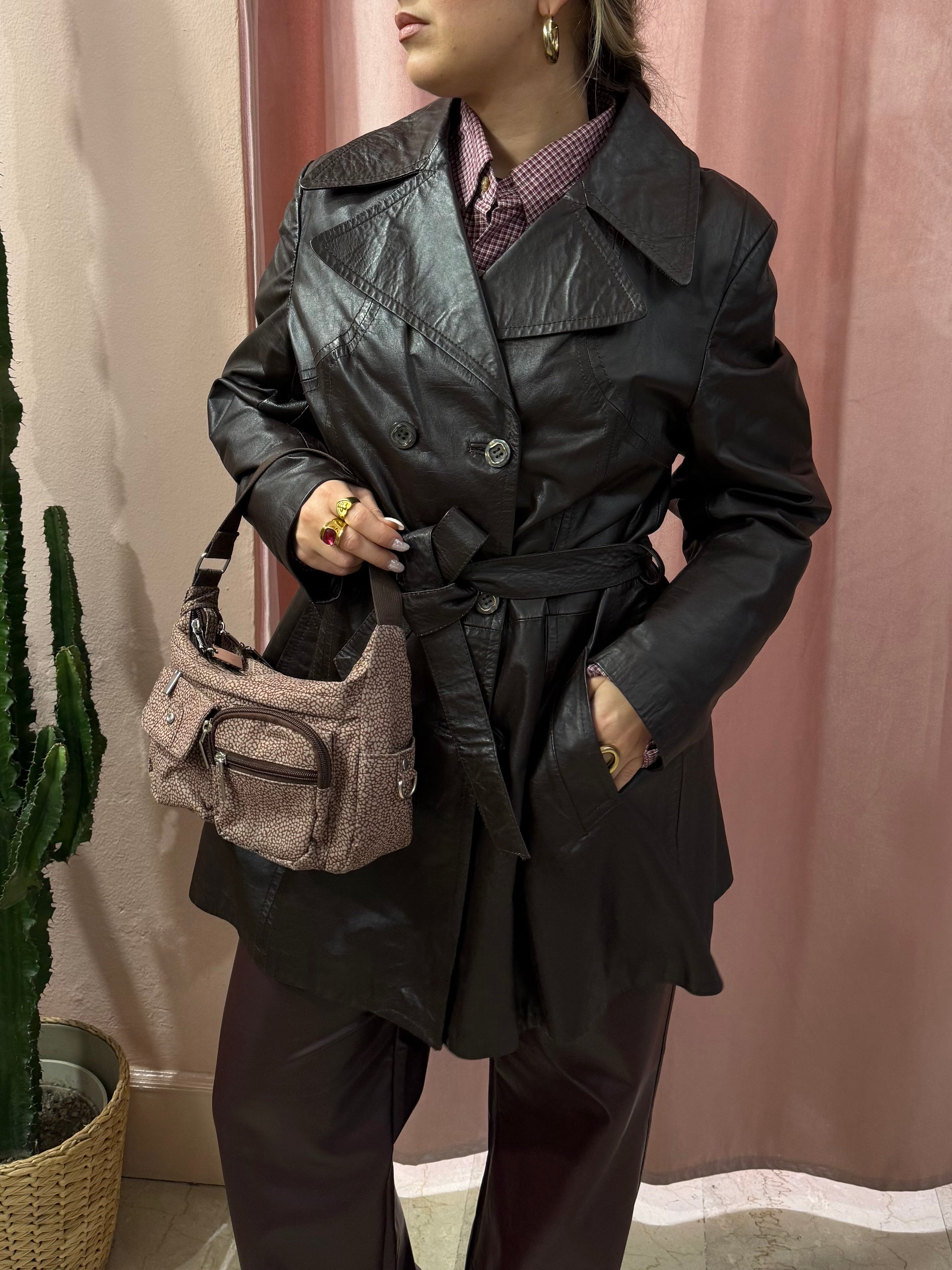Trench vintage in pelle moro