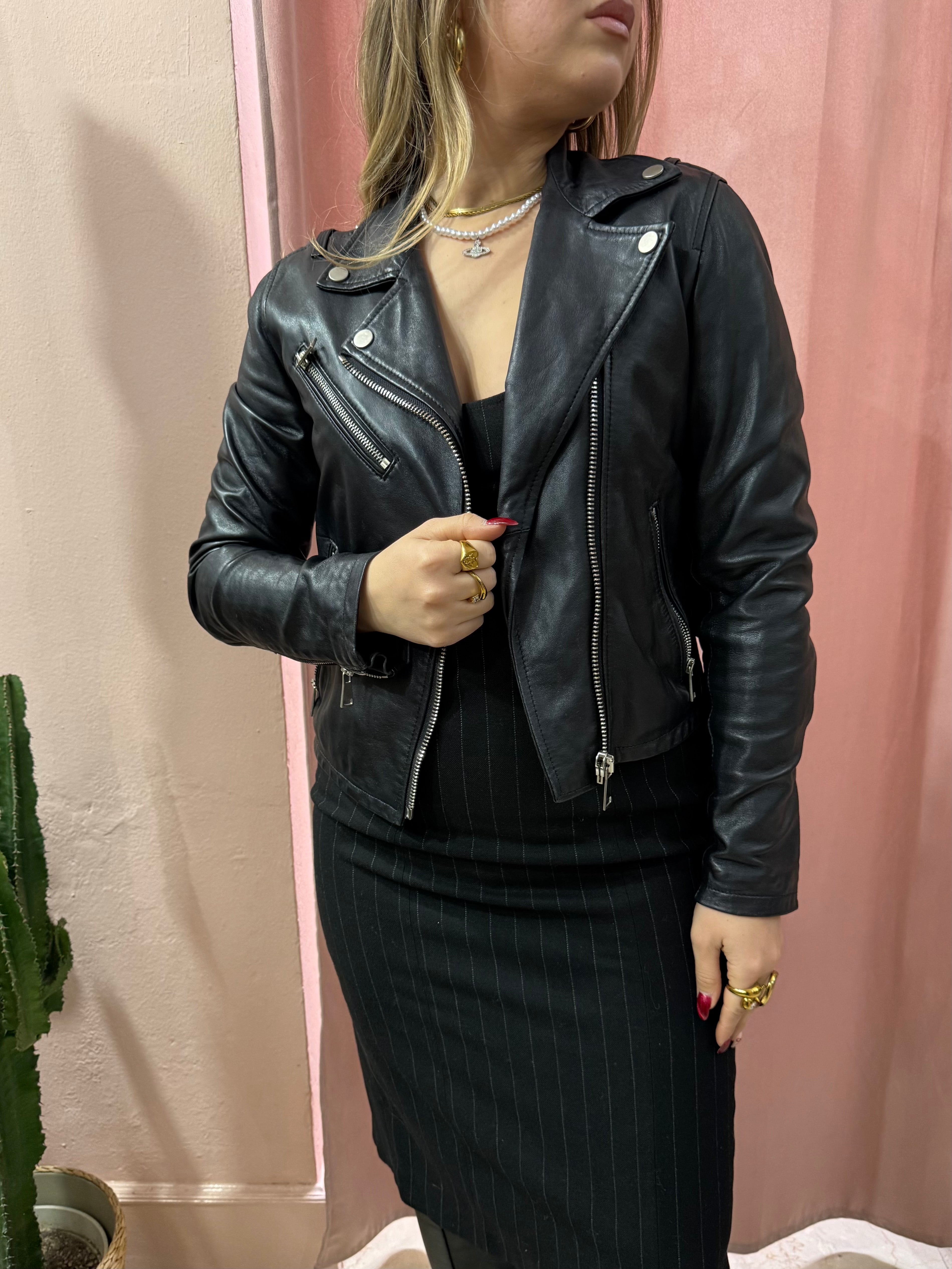 Chiodo in vera pelle nero