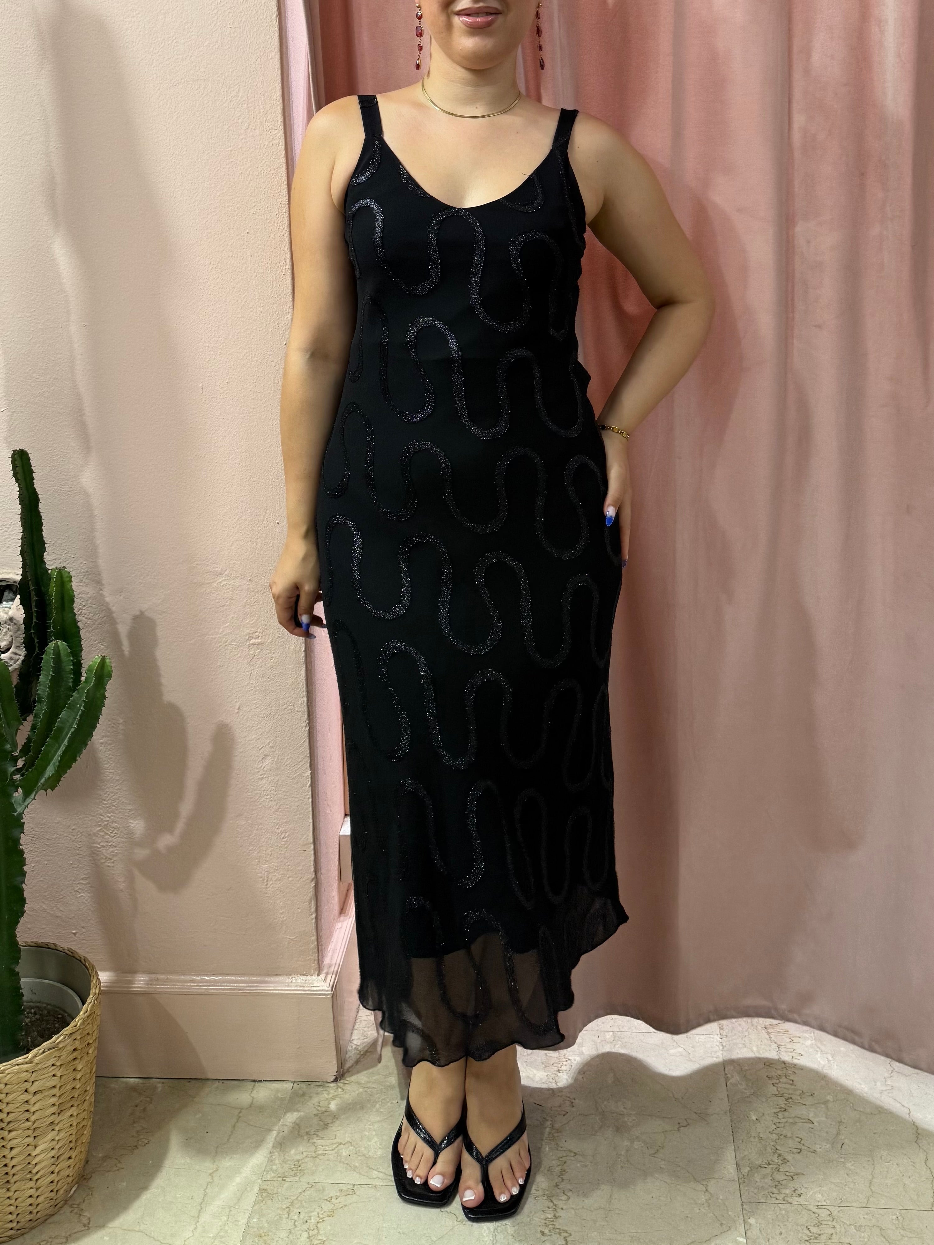 Vestito nero con inserti in lurex