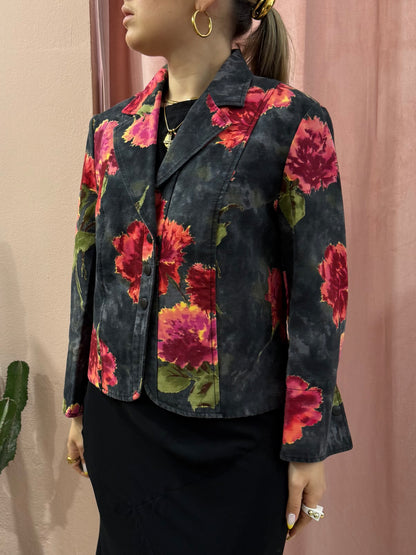 Blazer Mariella Burani fantasia a fiori sul rosso