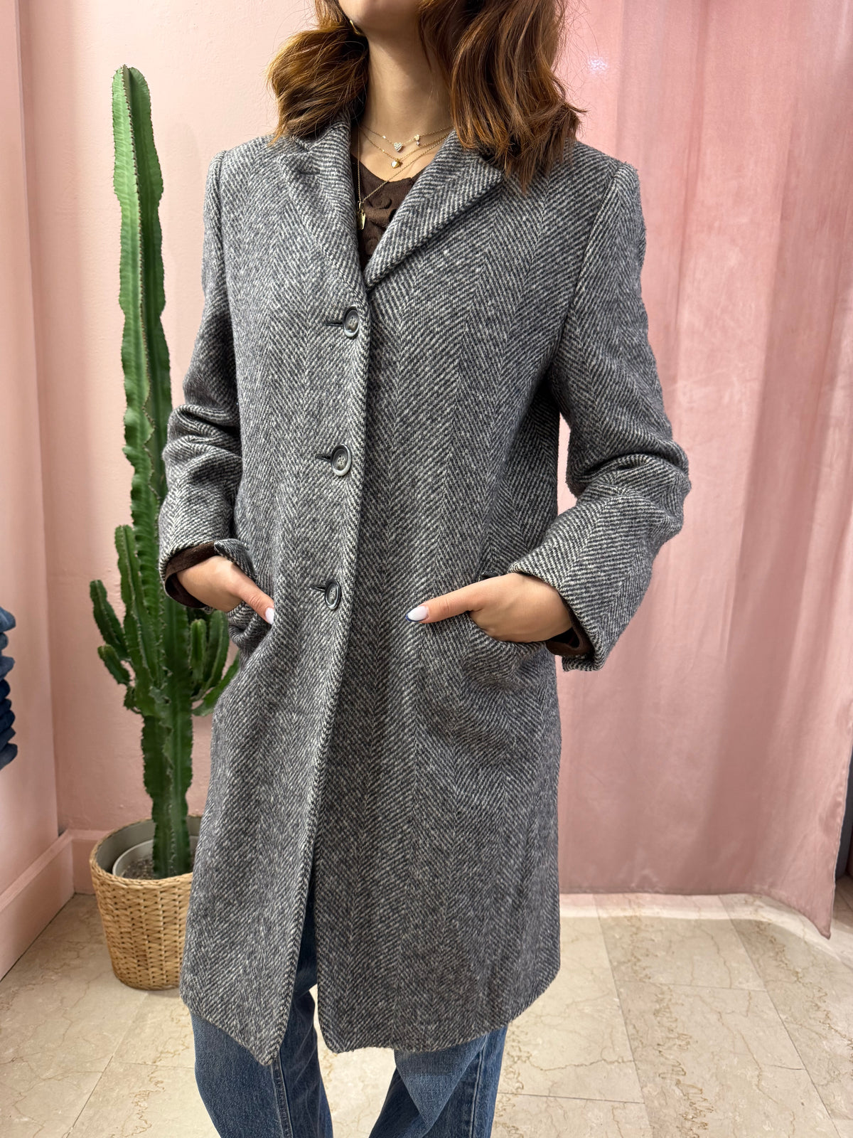 Cappotto Sportmax spigato in lana