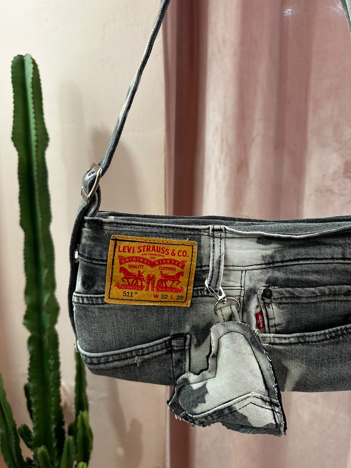 Borsa Levis baguette upcycling tie dye antracite