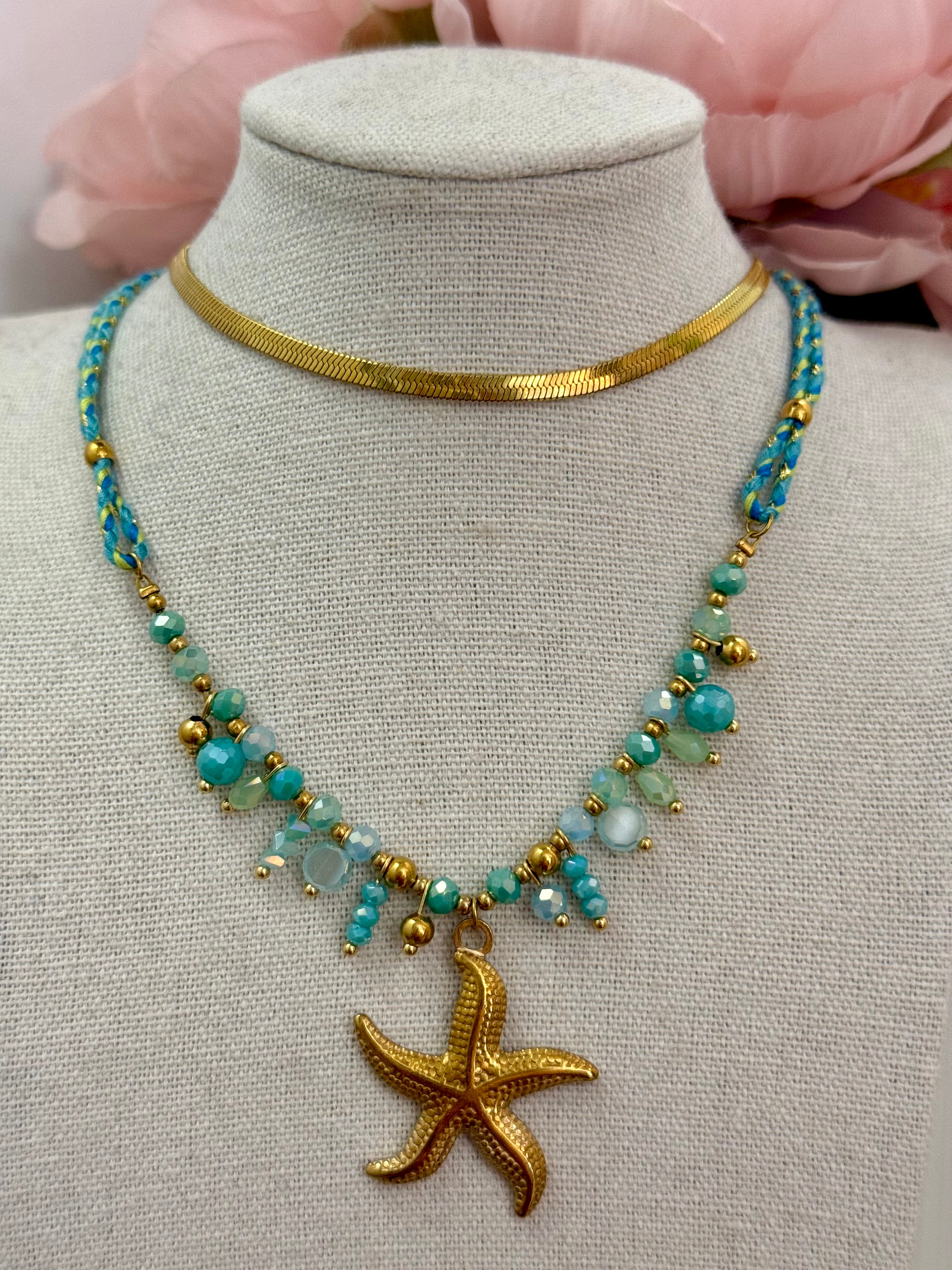 Collana in corda con stella marina | più colori