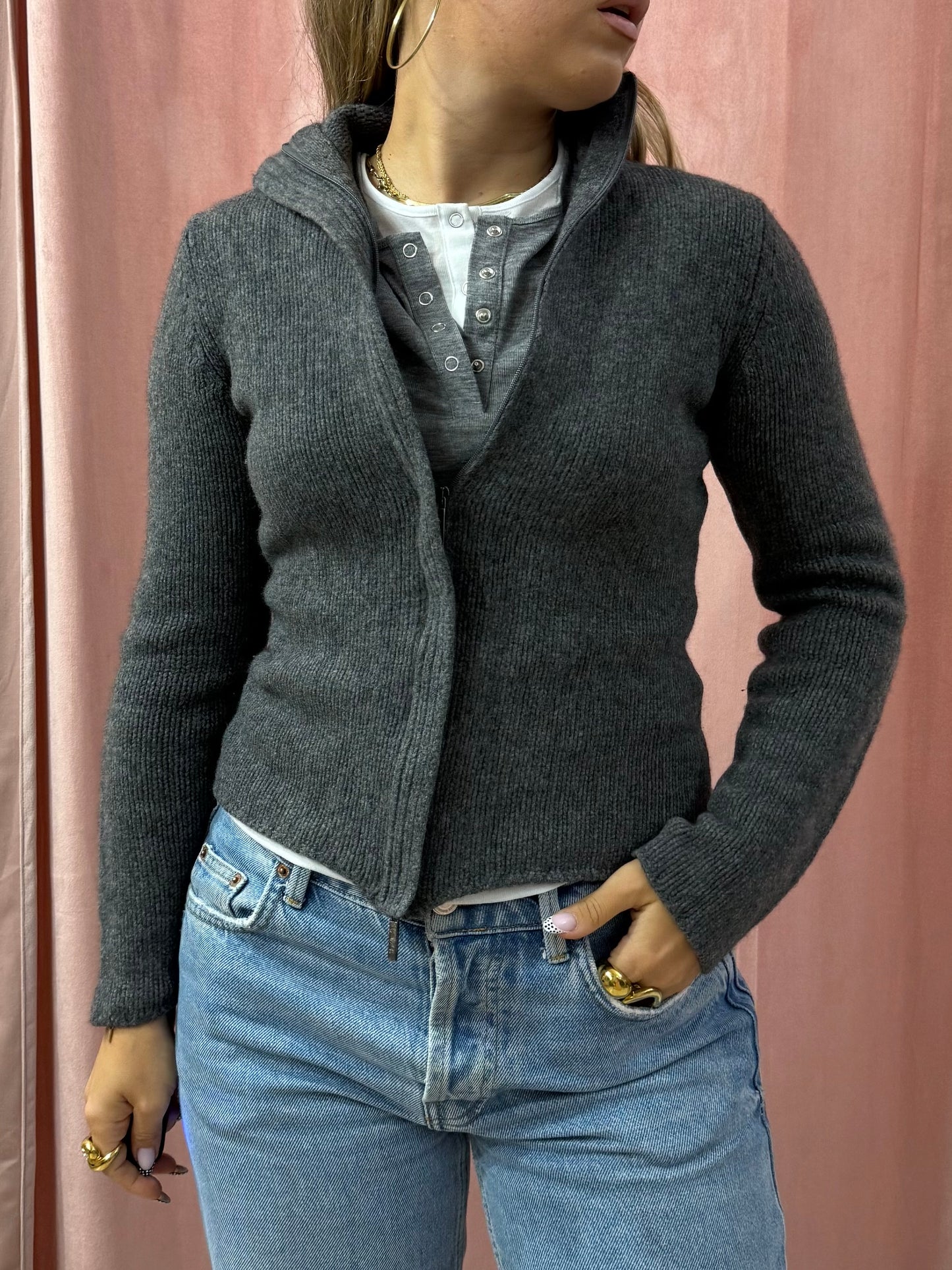 Maglione Max Mara con zip misto cashmere