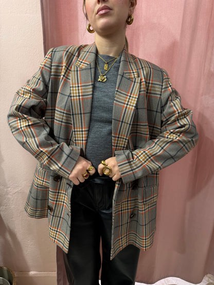 Blazer principe di Galles grigio e arancio