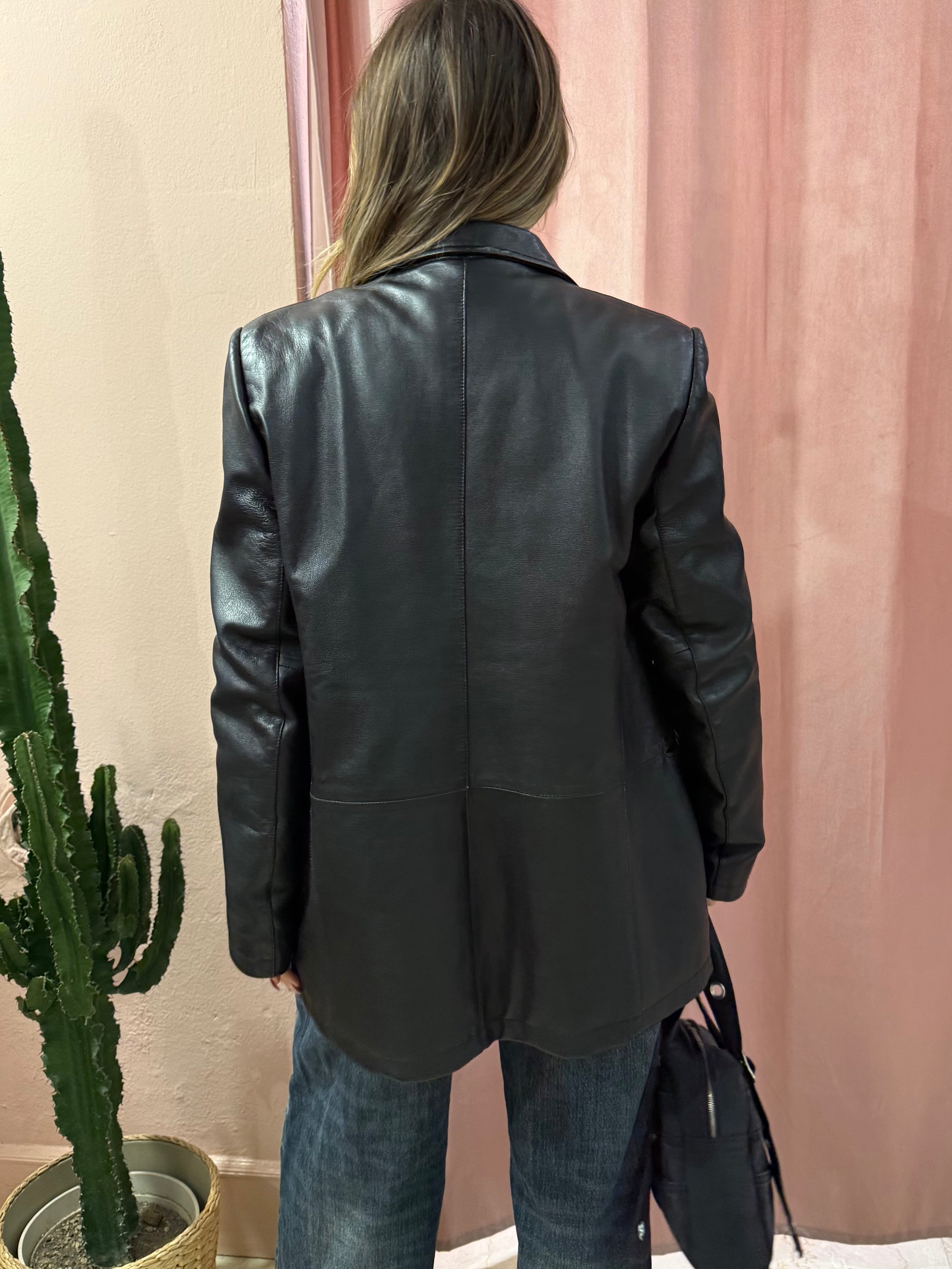 Giacca in vera pelle nera