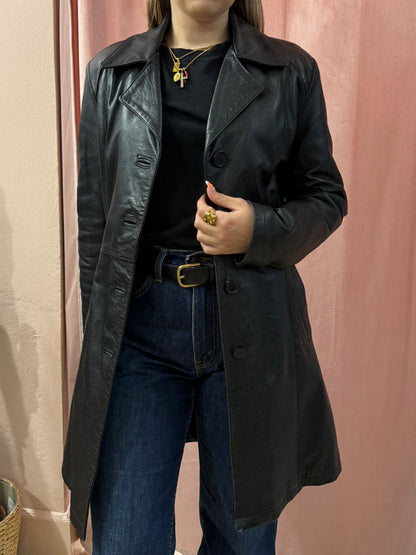 Giacca lunga in vera pelle