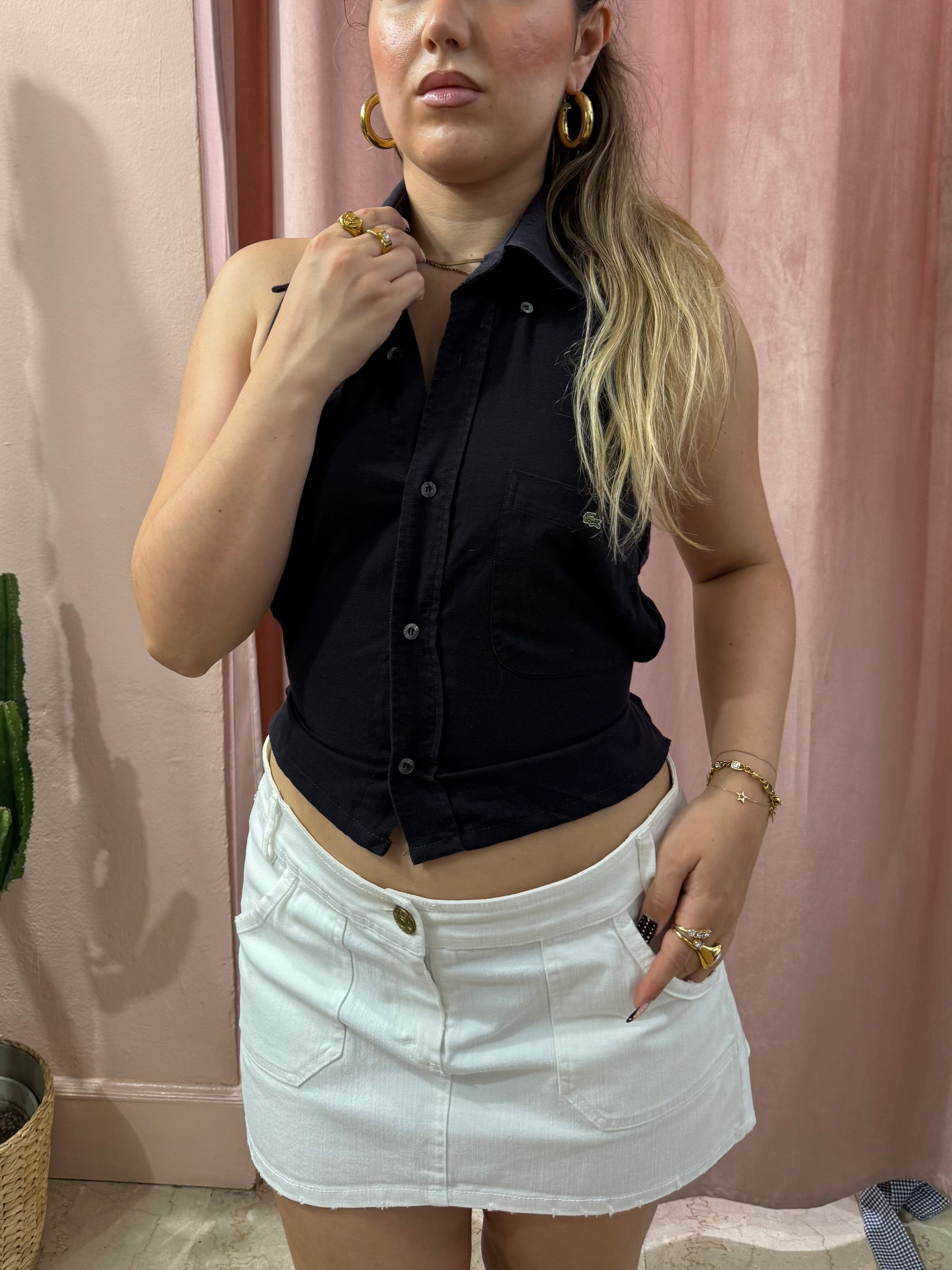 Top Lacoste upcycling nero
