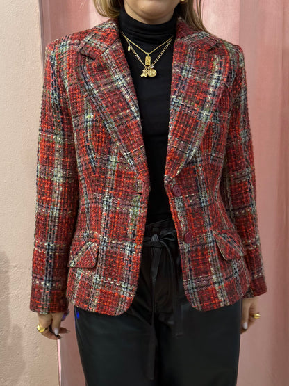 Blazer tartan sul rosso