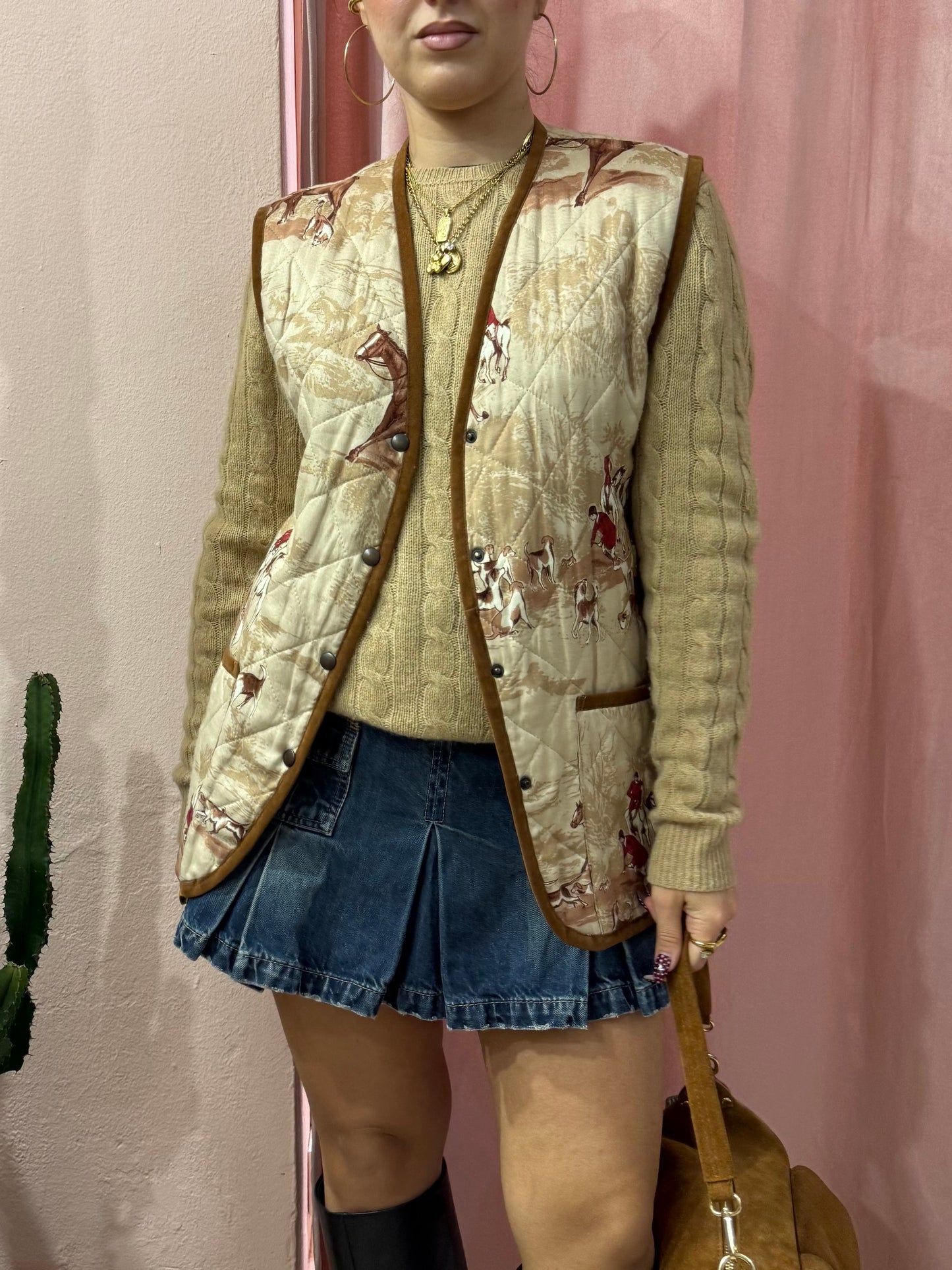 Gilet vintage in tessuto fantasia Caccia