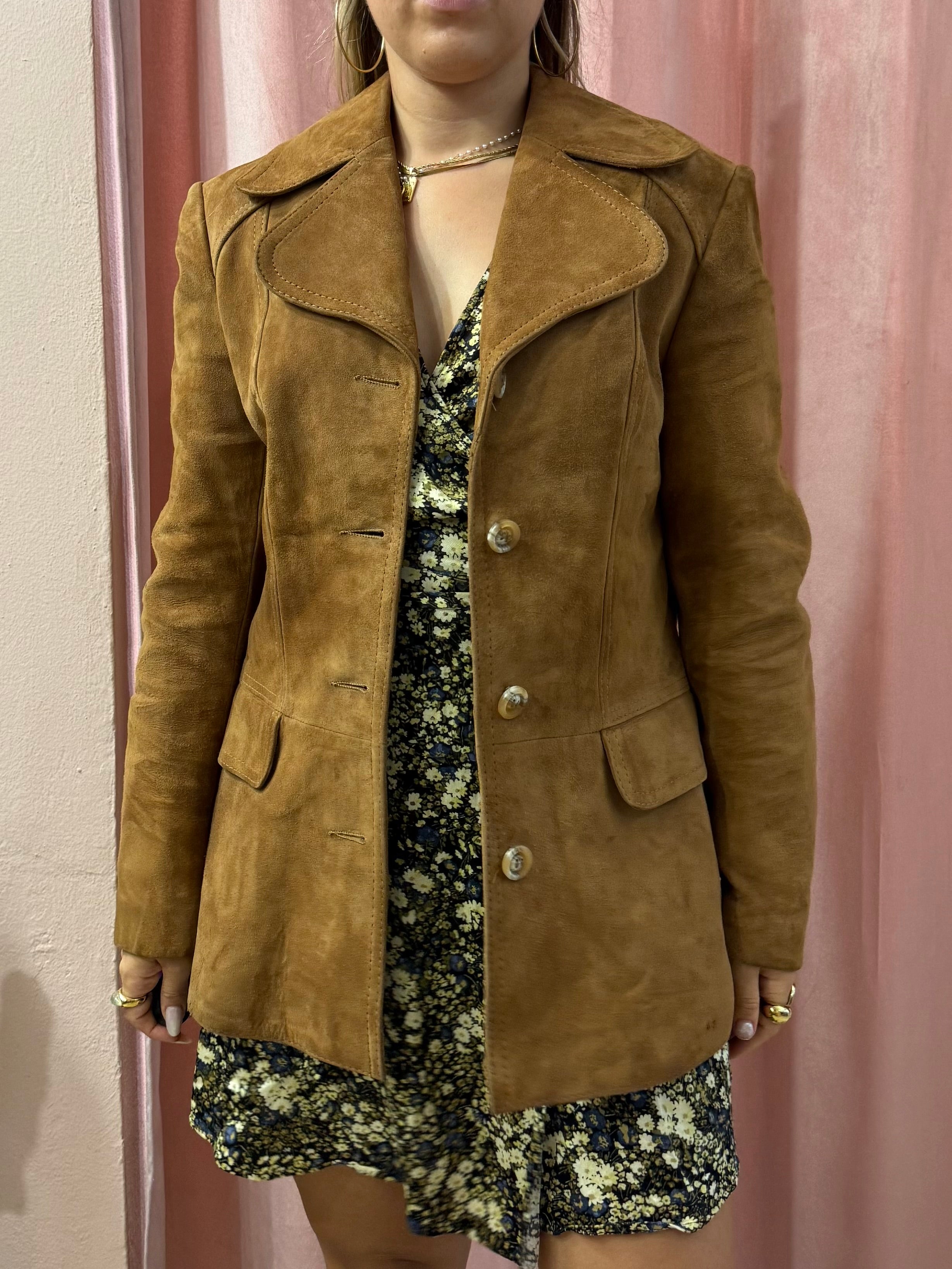 Giacca scamosciata monopetto