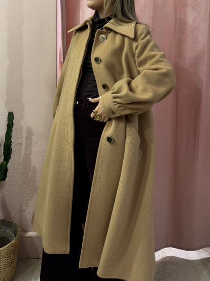 Cappotto cammello maniche a sbuffo