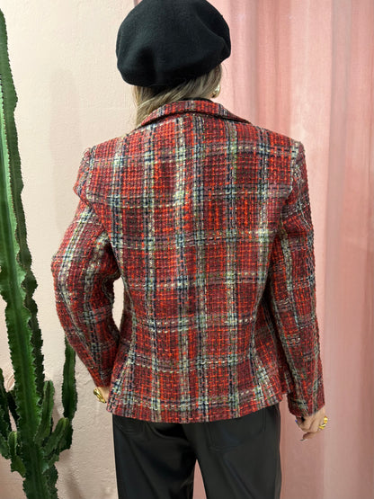 Blazer tartan sul rosso