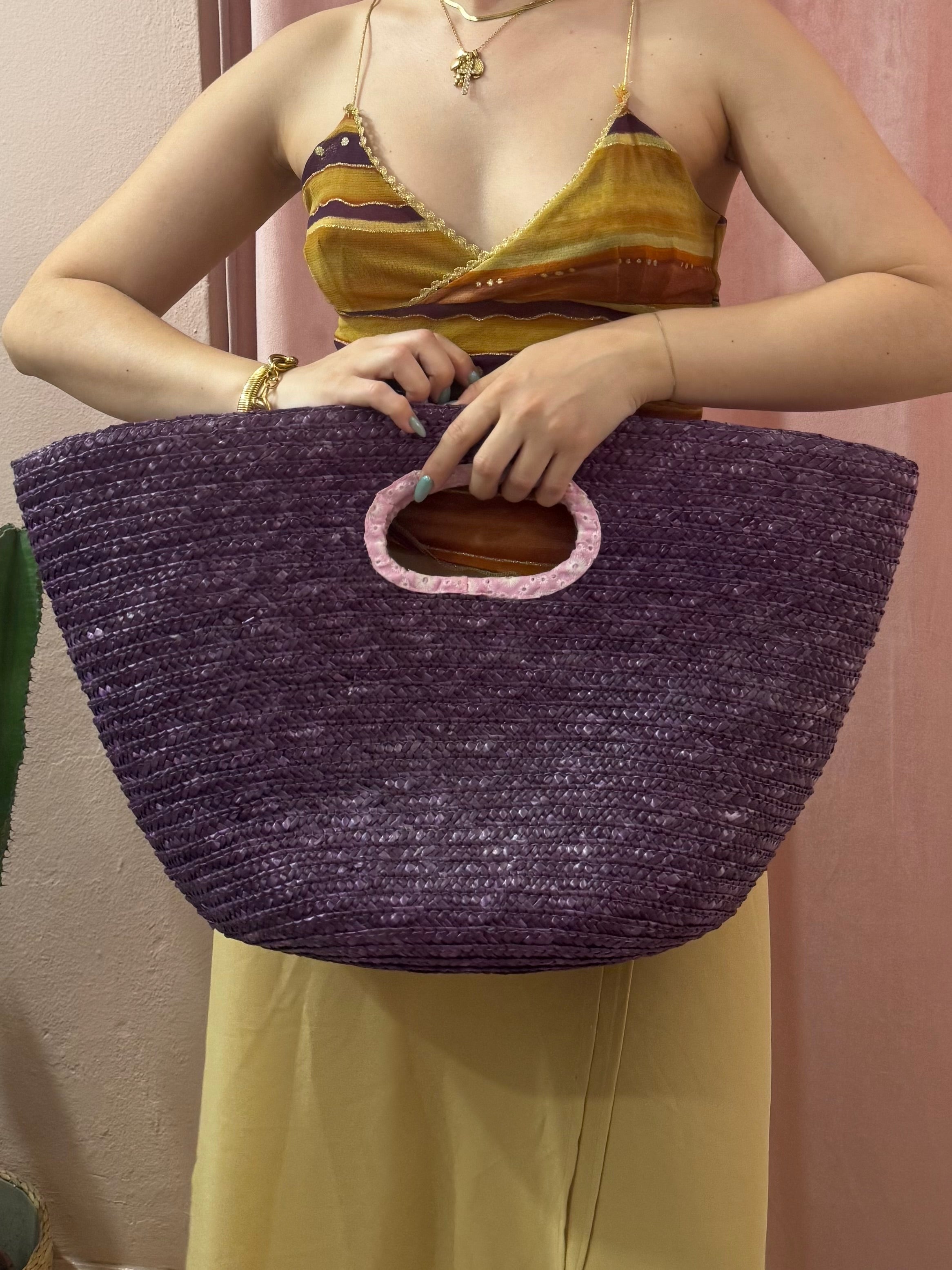 Borsa in paglia Viola