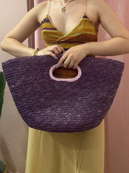 Borsa in paglia Viola