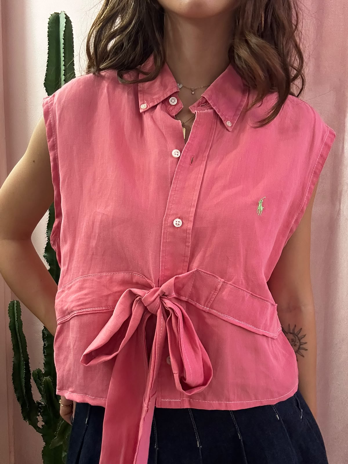 Camicia Ralph Lauren upcycling fiocco fragola