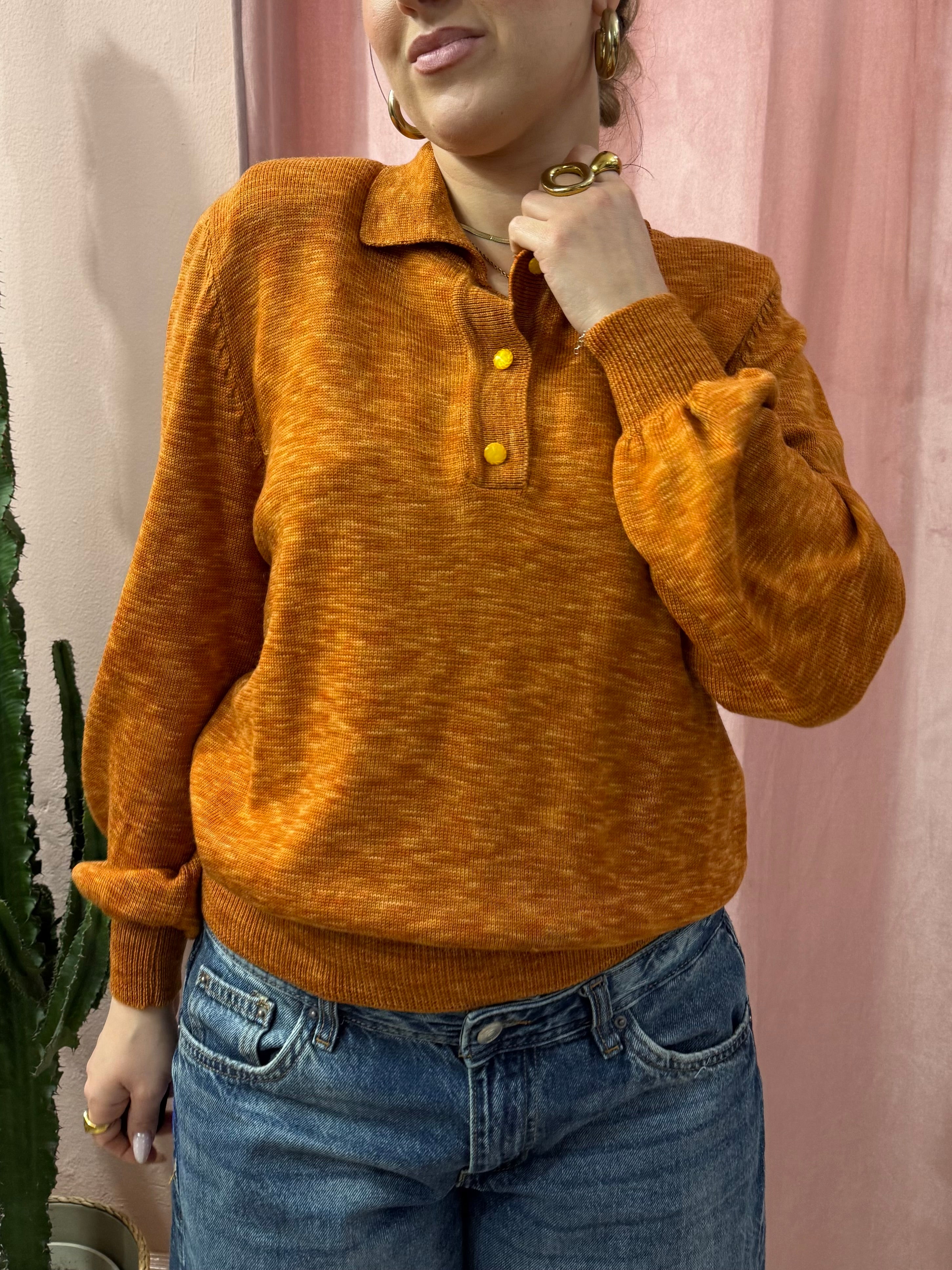 Maglione arancio mélange modello polo