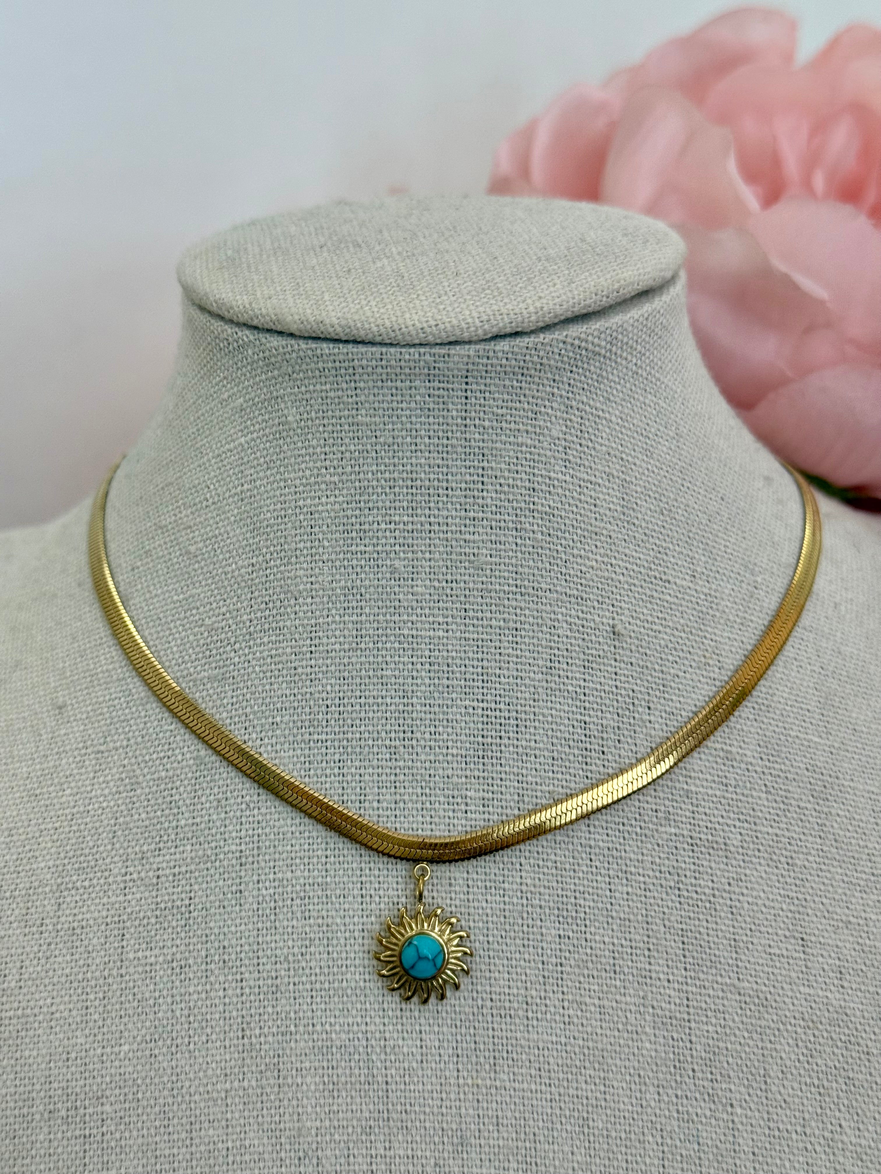 Collana snake con sole turchese