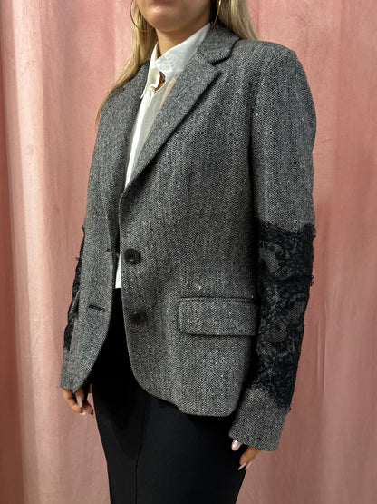Blazer mélange dettaglio pizzo