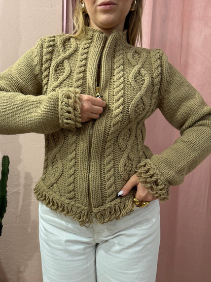 Cardigan 00s con zip cammello