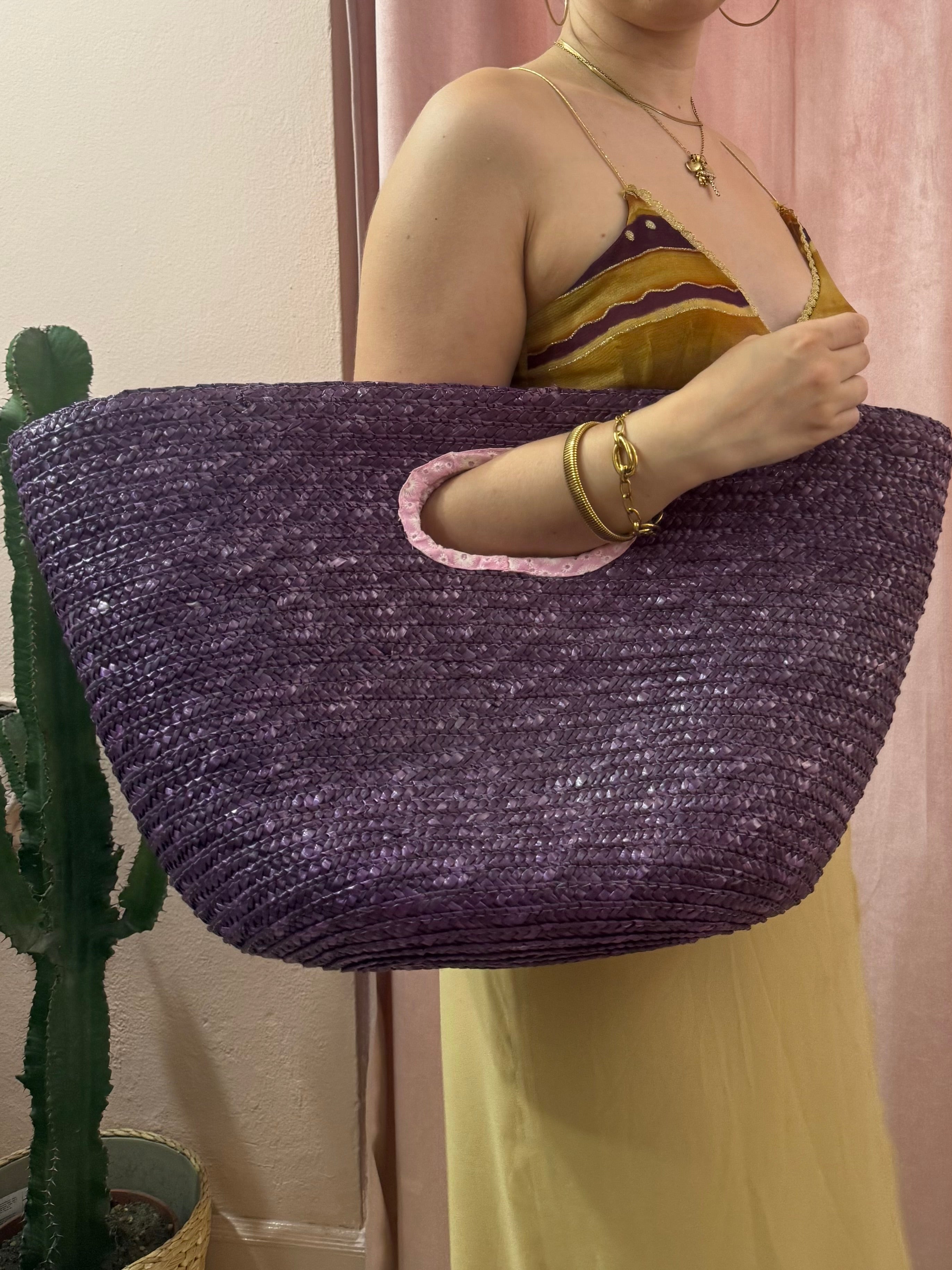 Borsa in paglia Viola