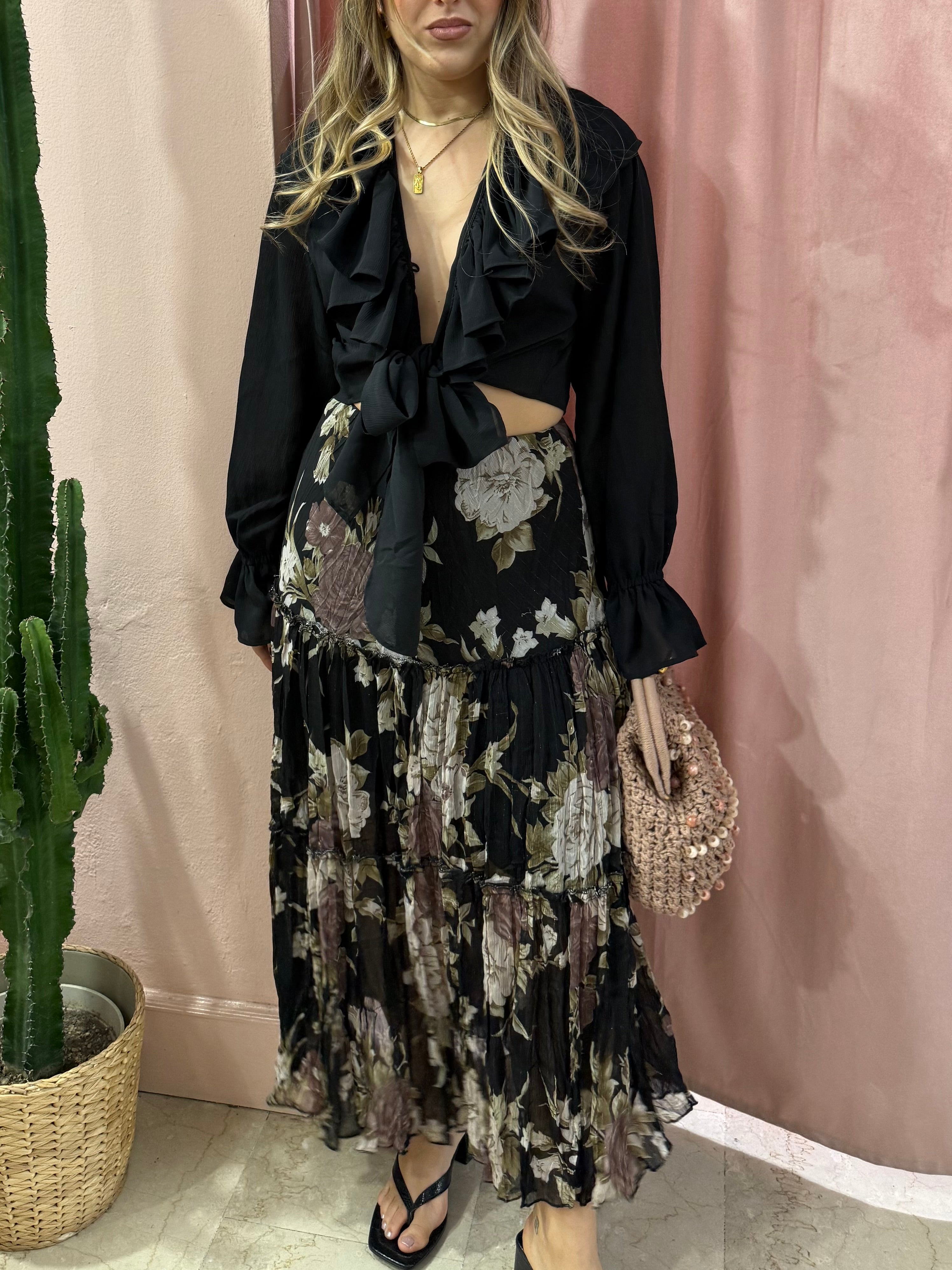 Maxi gonna svasata fantasia fiori