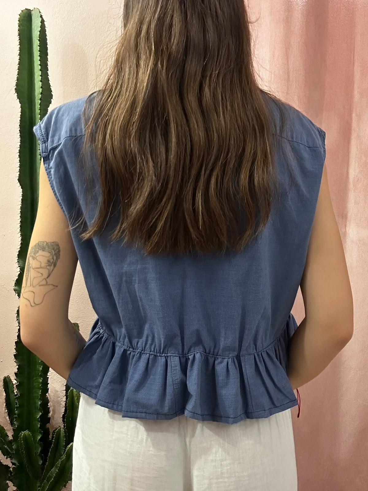 Camicia Lacoste upcycling volant blu navy