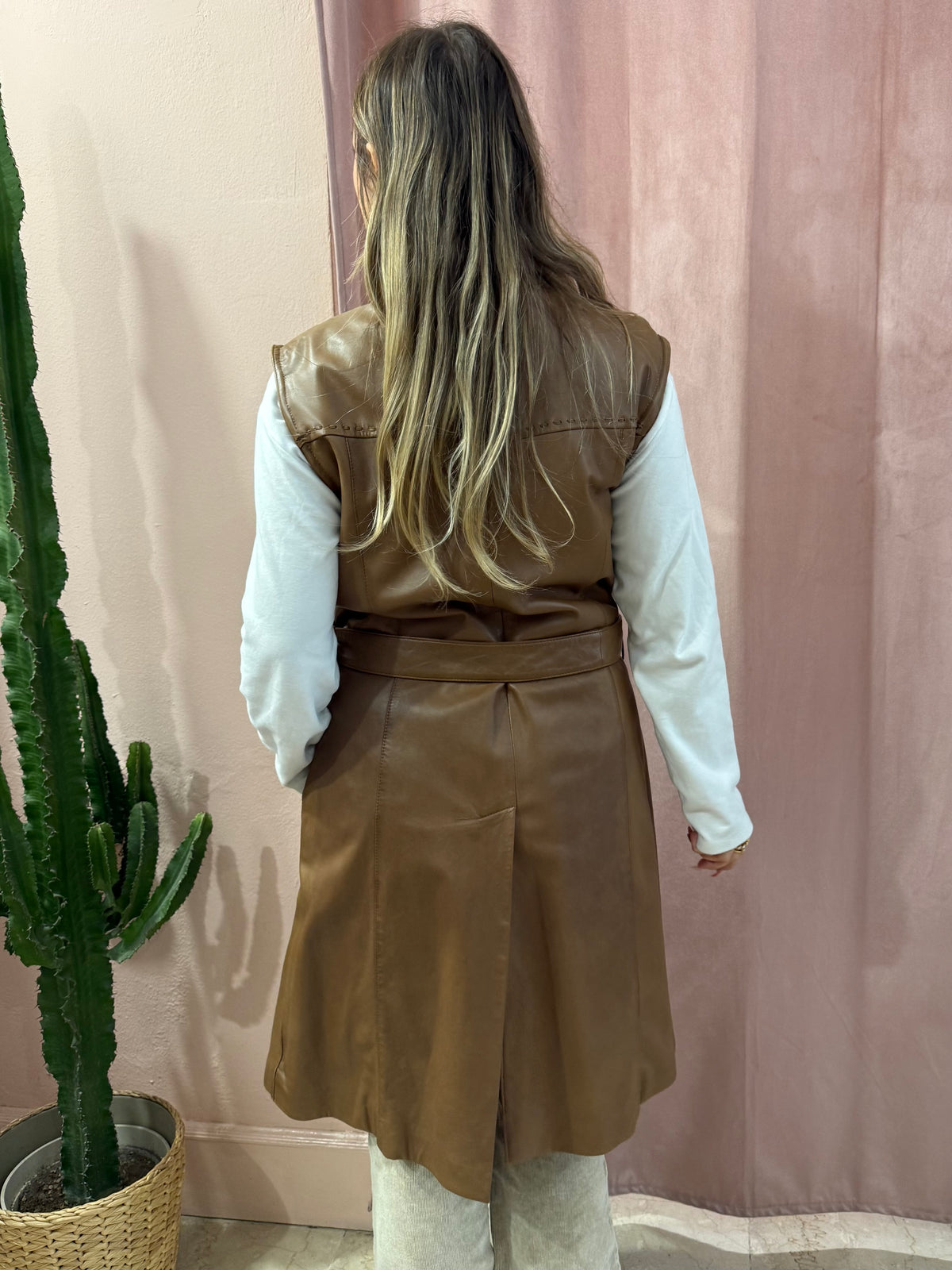 Smanicato in vera pelle biscotto