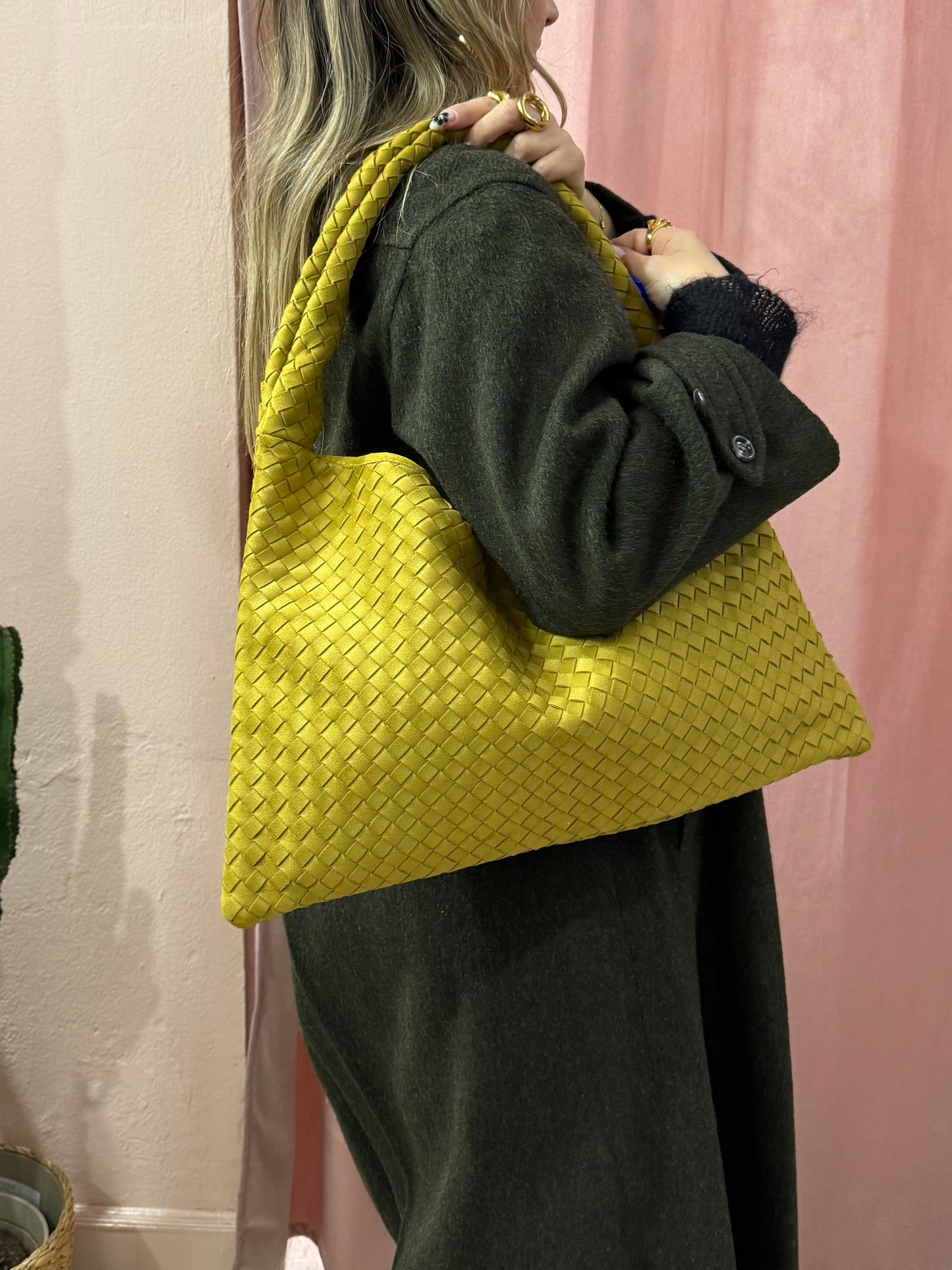 Borsa Bottega verde acido