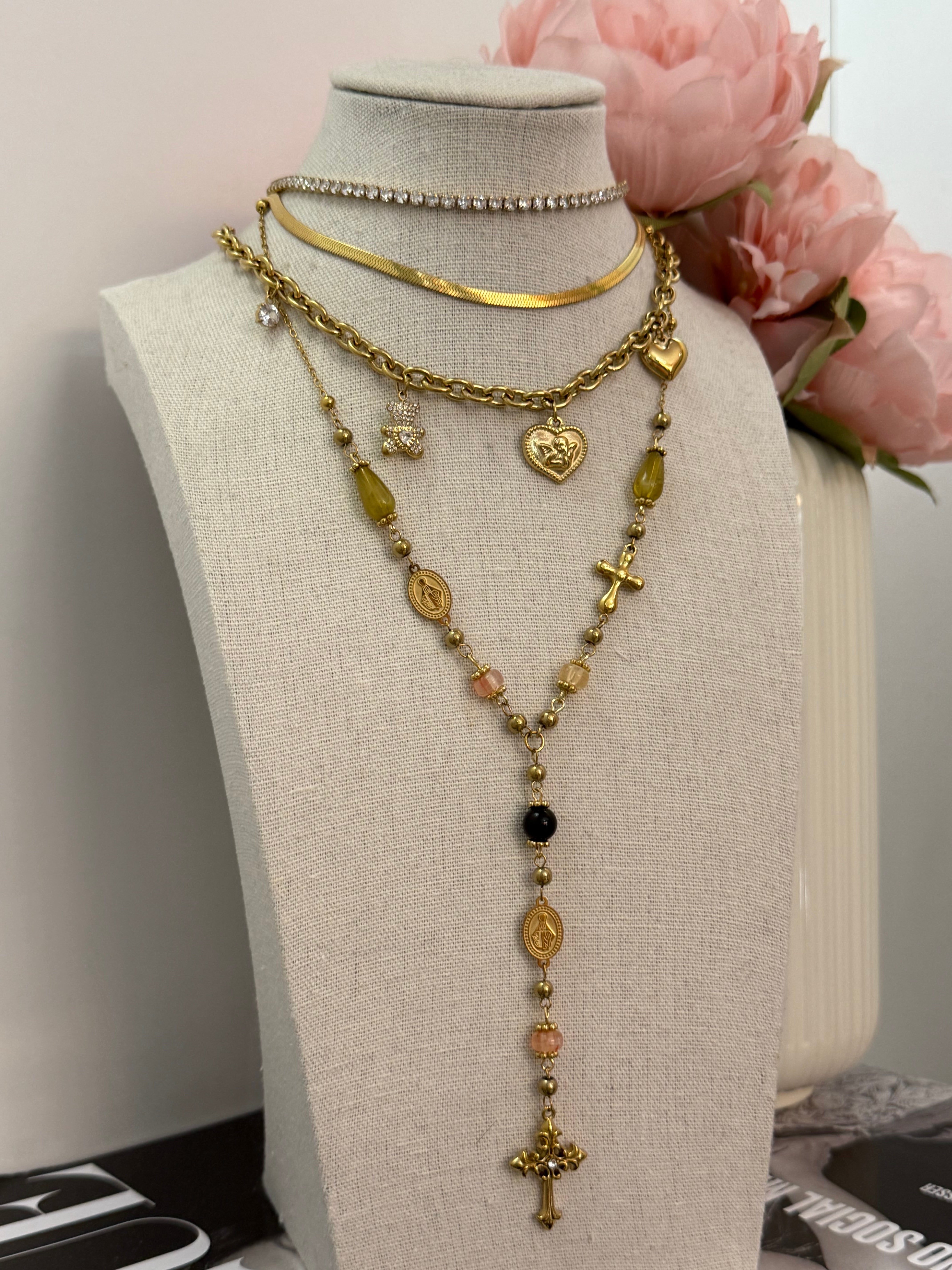 Collana rosario effetto vintage