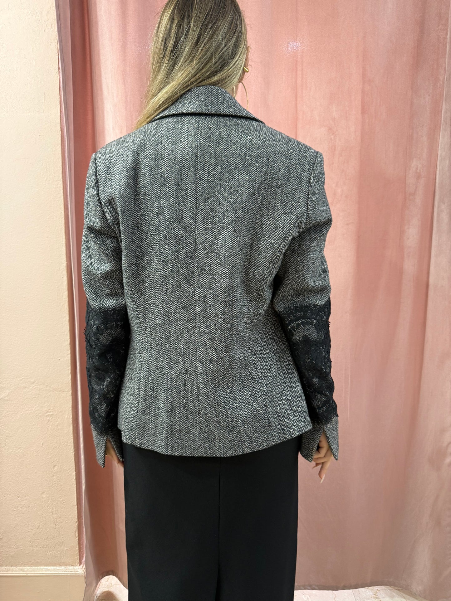 Blazer mélange dettaglio pizzo