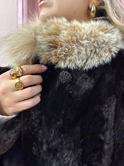 Pelliccia in castoro con collo in volpe