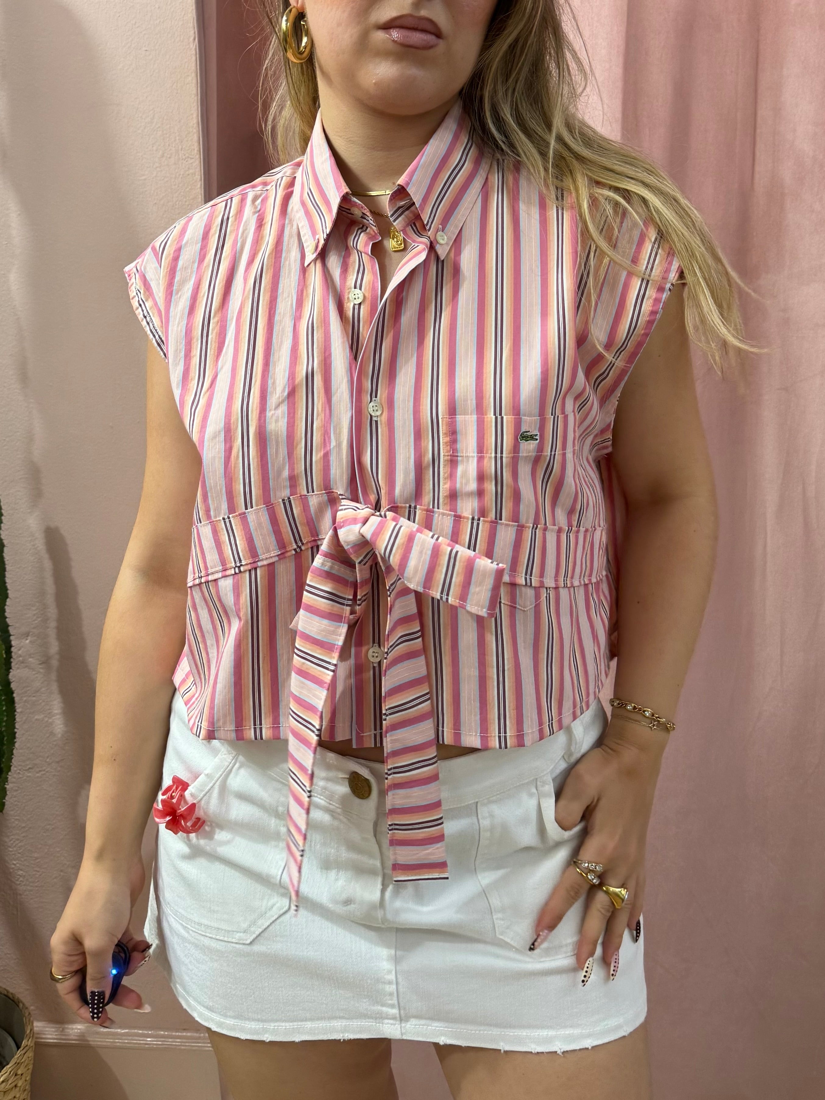 Camicia Lacoste upcycling fiocco